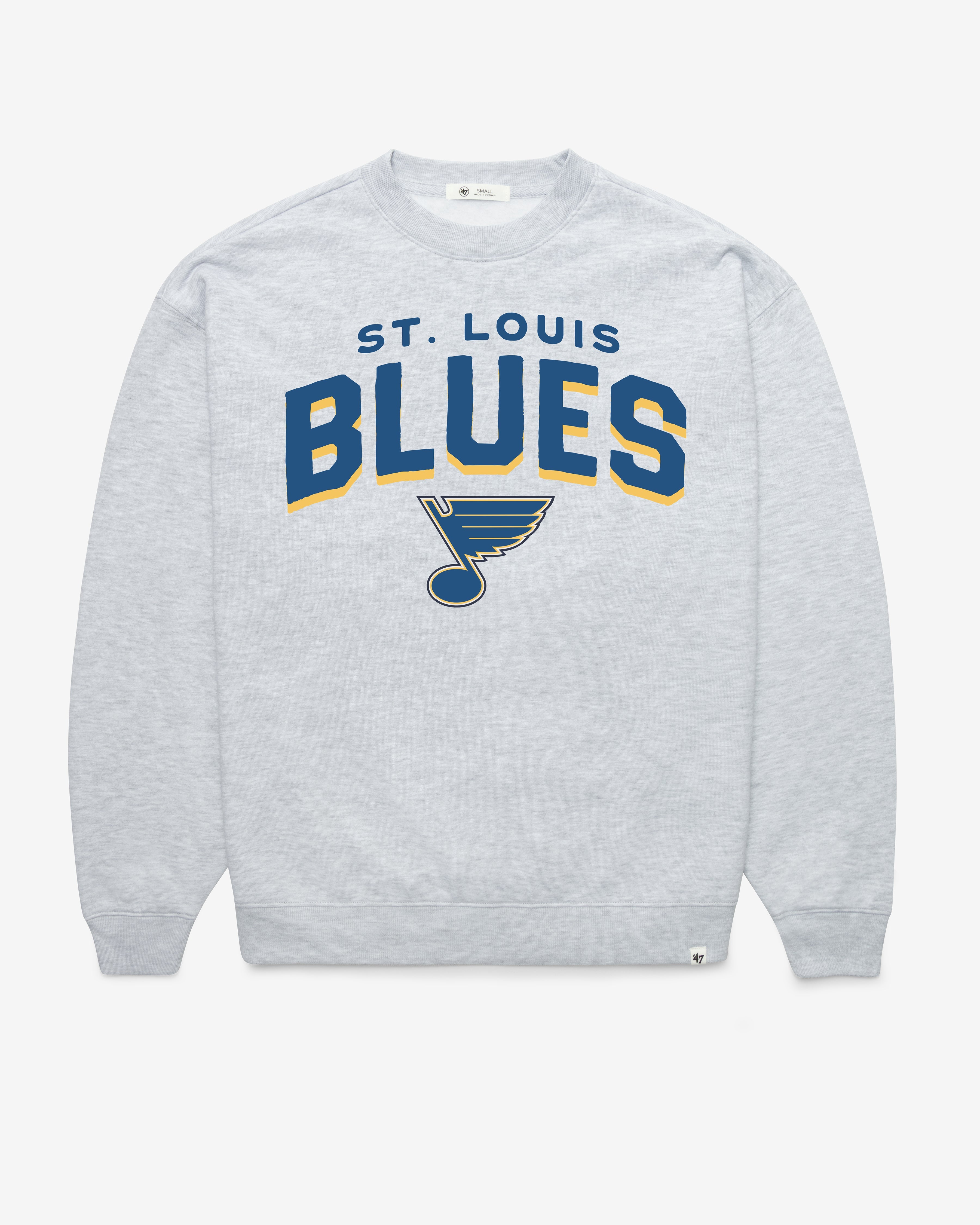 ST. LOUIS BLUES CAMPUS ARCH CLOUD '47 OVERSIZED CREW WOMENS RELAY GREY