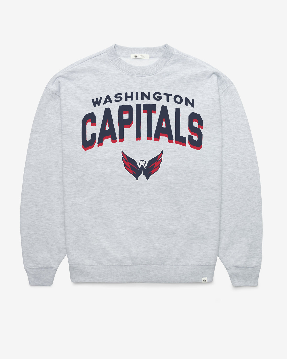 WASHINGTON CAPITALS CAMPUS ARCH CLOUD '47 OVERSIZED CREW WOMENS RELAY GREY
