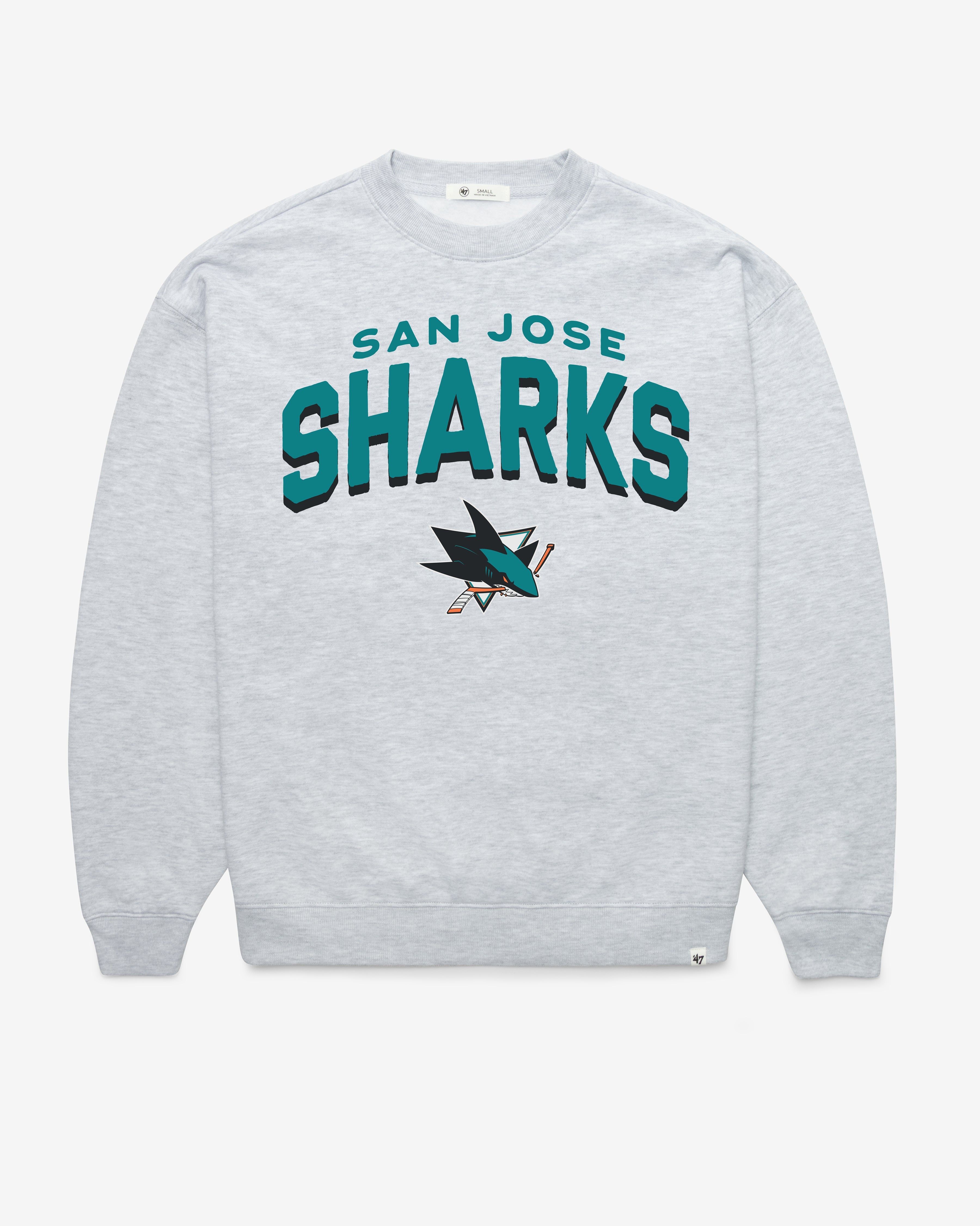 SAN JOSE SHARKS CAMPUS ARCH CLOUD '47 OVERSIZED CREW WOMENS RELAY GREY