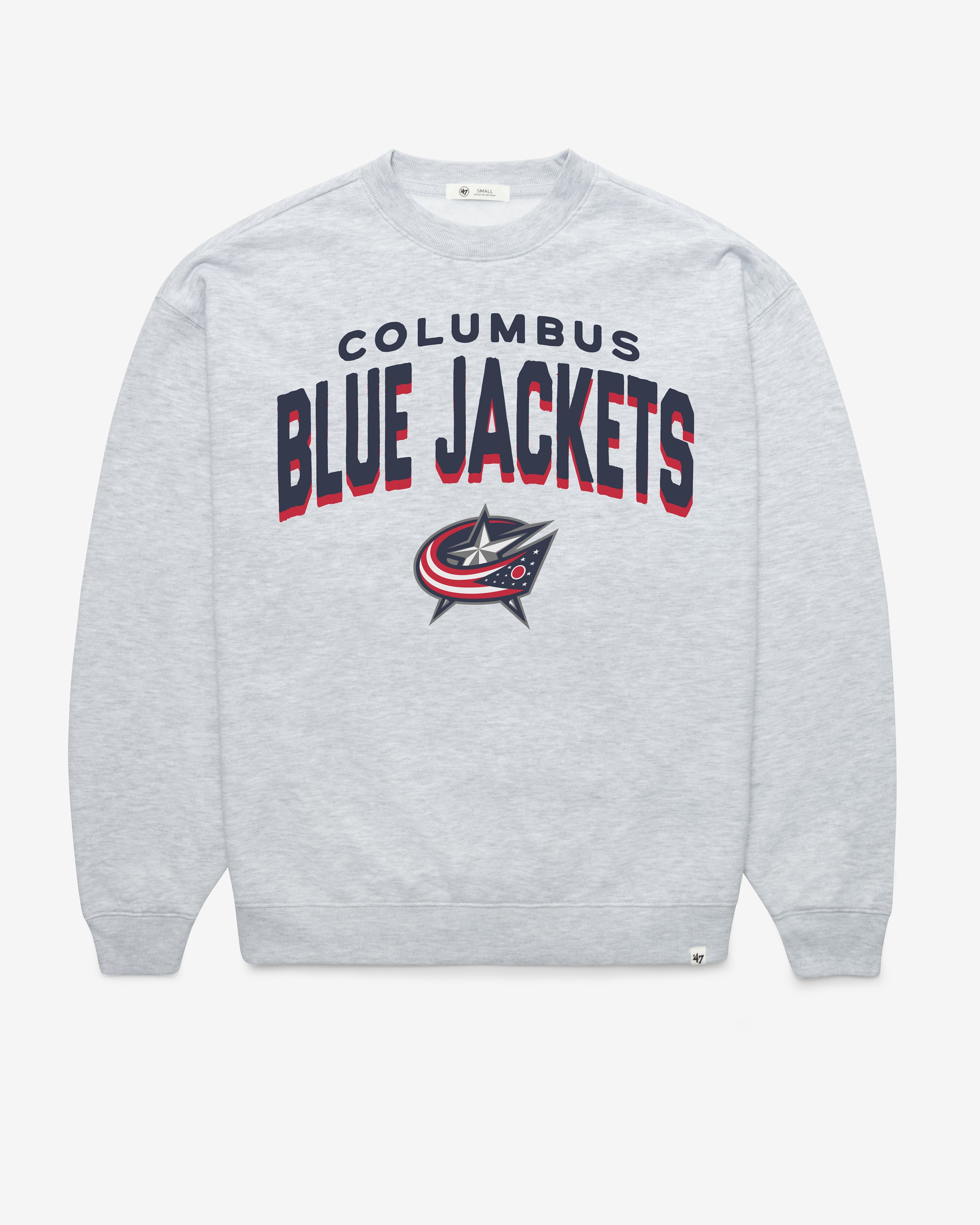 COLUMBUS BLUE JACKETS CAMPUS ARCH CLOUD '47 OVERSIZED CREW WOMENS RELAY GREY