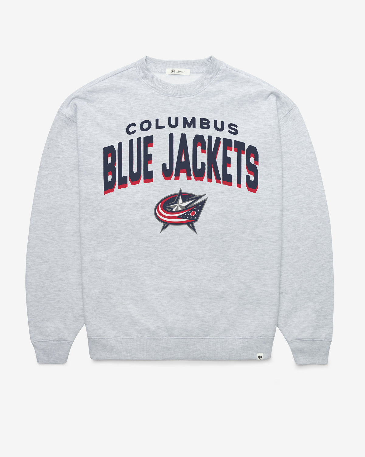 COLUMBUS BLUE JACKETS CAMPUS ARCH CLOUD '47 OVERSIZED CREW WOMENS RELAY GREY