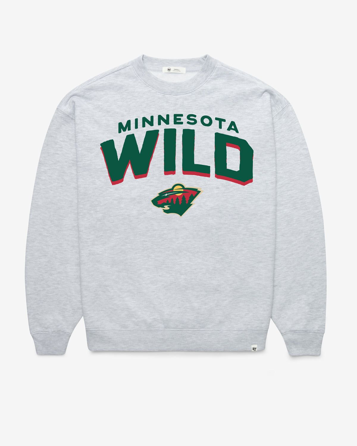 MINNESOTA WILD CAMPUS ARCH CLOUD '47 OVERSIZED CREW WOMENS RELAY GREY
