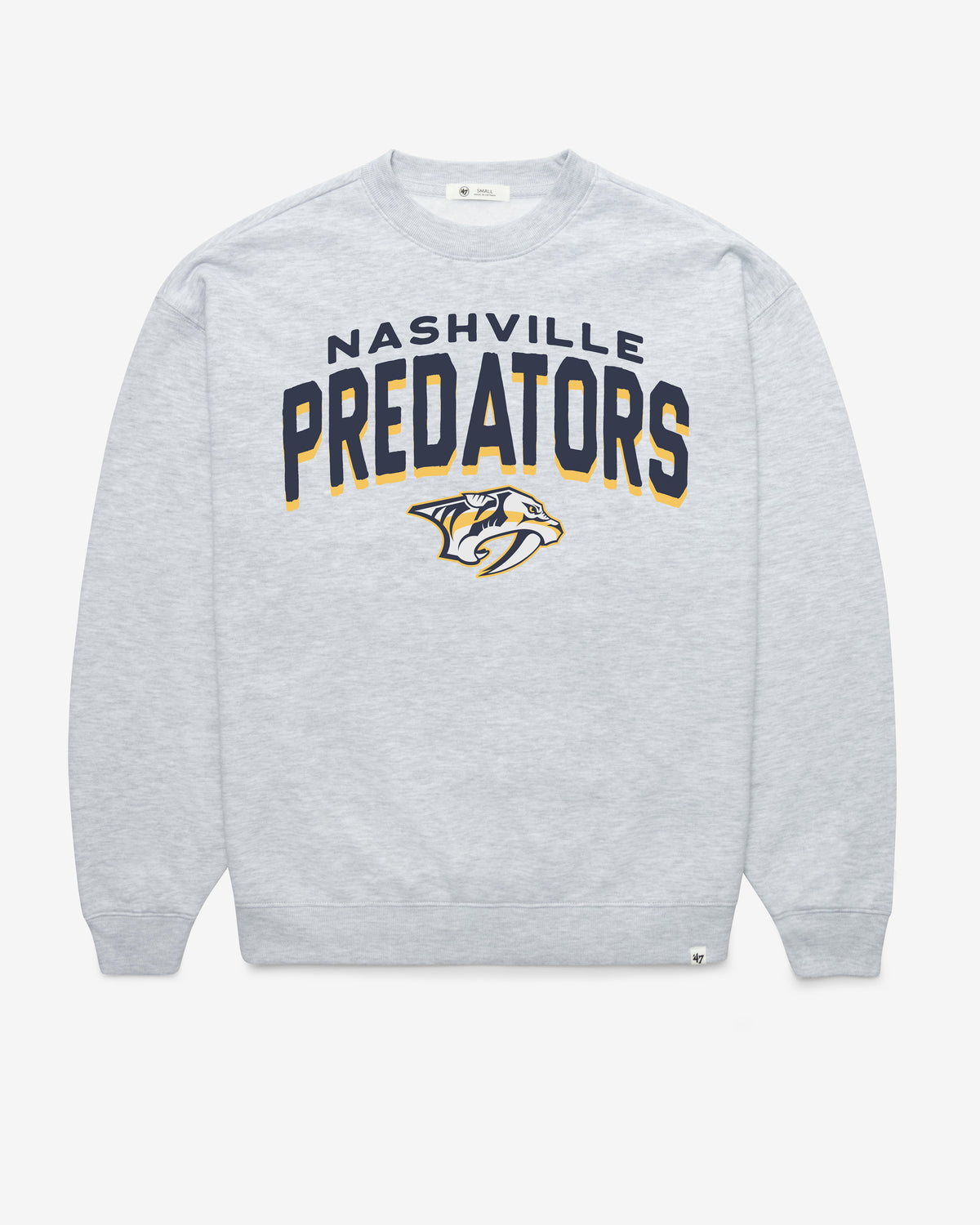 NASHVILLE PREDATORS CAMPUS ARCH CLOUD '47 OVERSIZED CREW WOMENS RELAY GREY