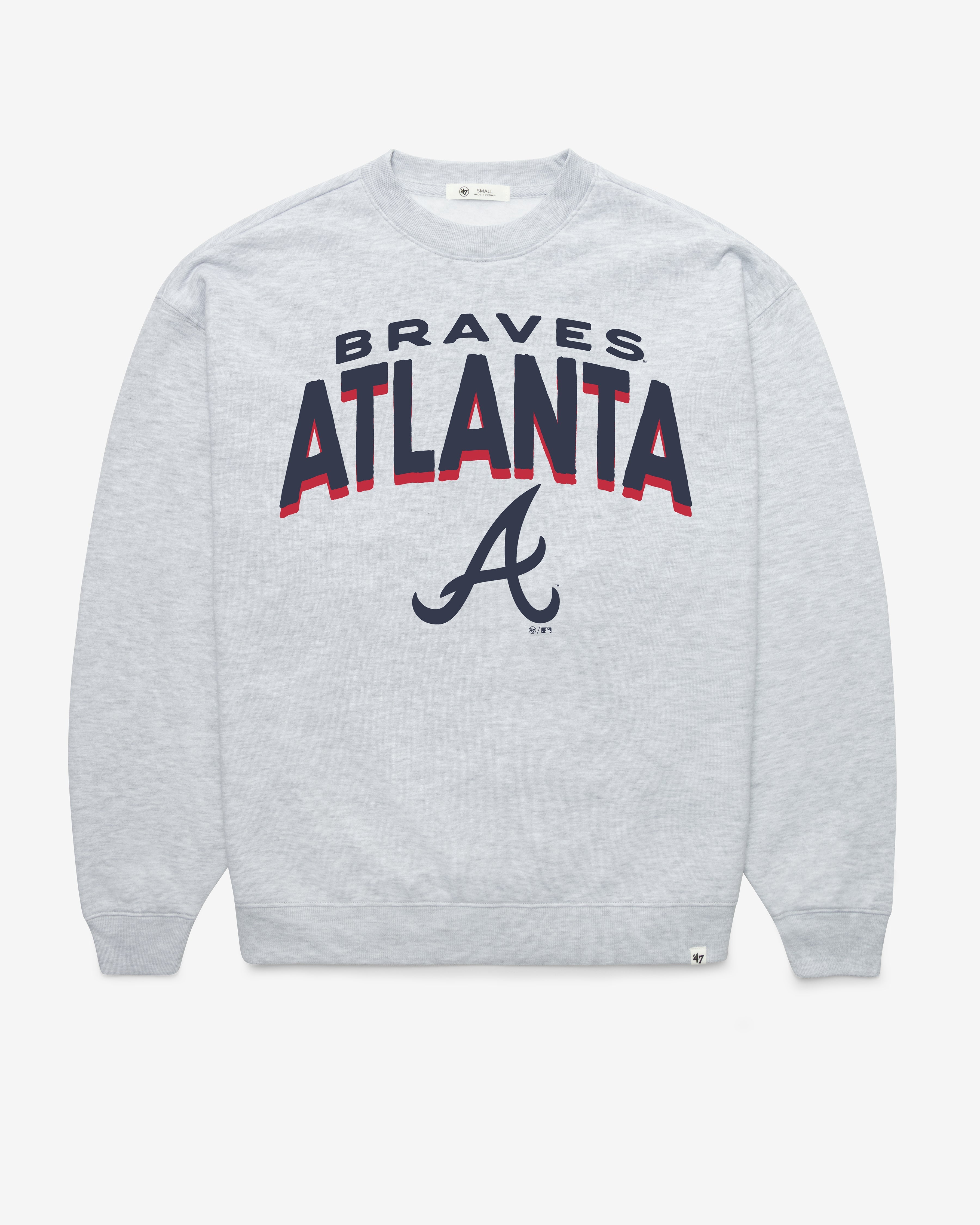 ATLANTA BRAVES CAMPUS ARCH CLOUD '47 OVERSIZED CREW WOMENS RELAY GREY