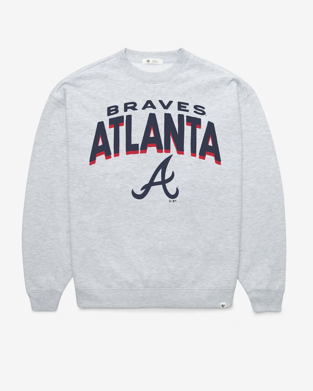 ATLANTA BRAVES CAMPUS ARCH CLOUD '47 OVERSIZED CREW WOMENS RELAY GREY