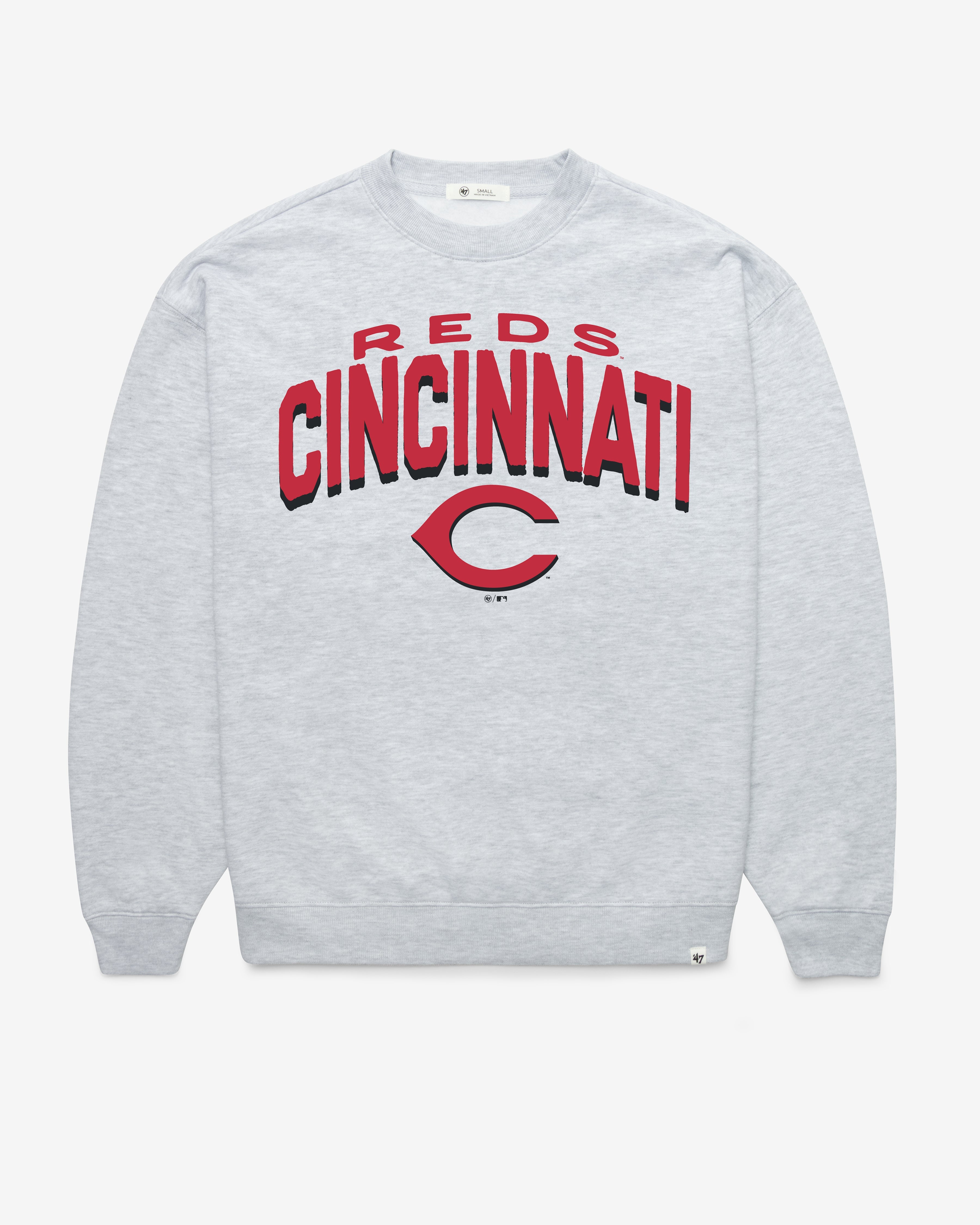 CINCINNATI REDS CAMPUS ARCH CLOUD '47 OVERSIZED CREW WOMENS RELAY GREY