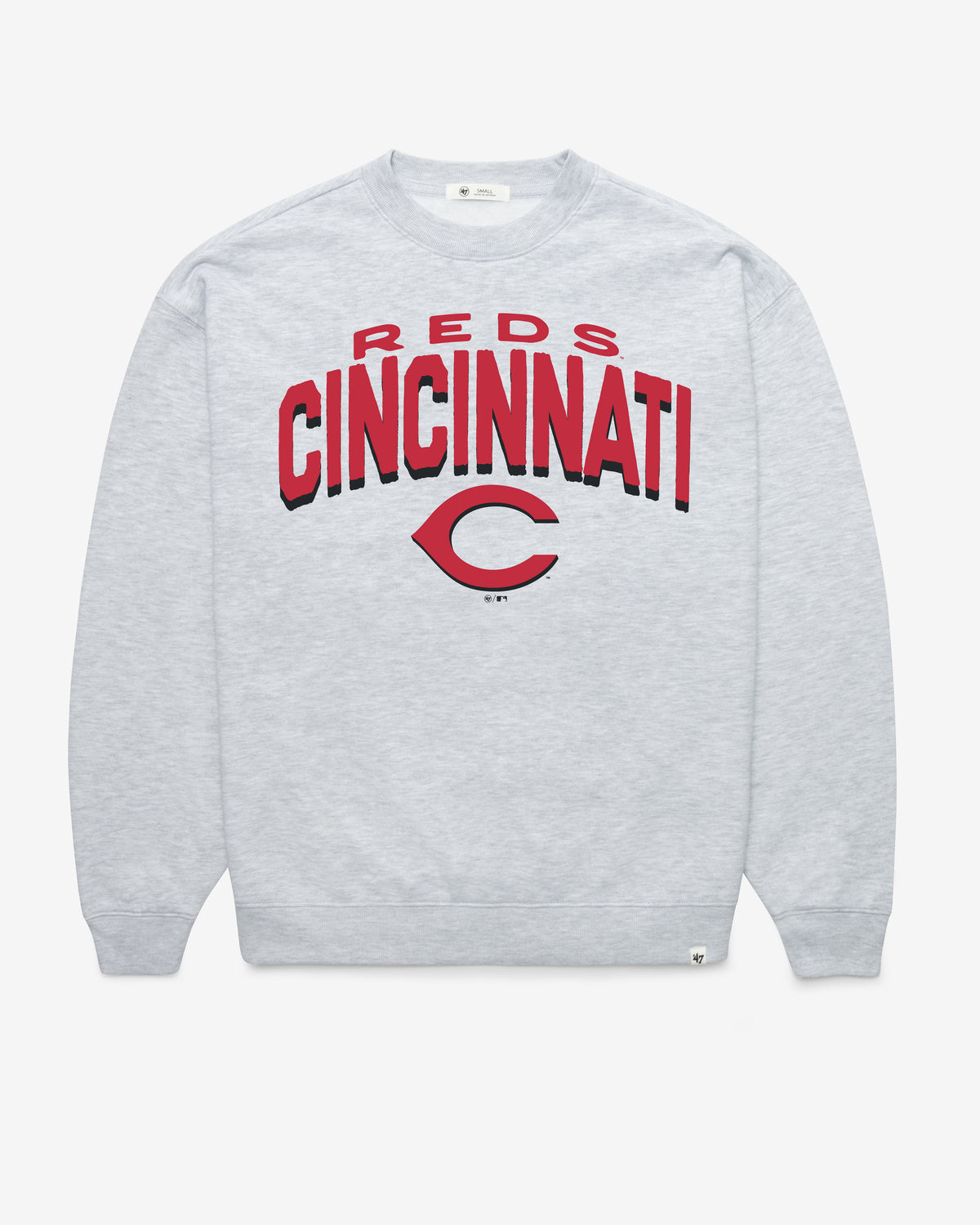 CINCINNATI REDS CAMPUS ARCH CLOUD '47 OVERSIZED CREW WOMENS RELAY GREY