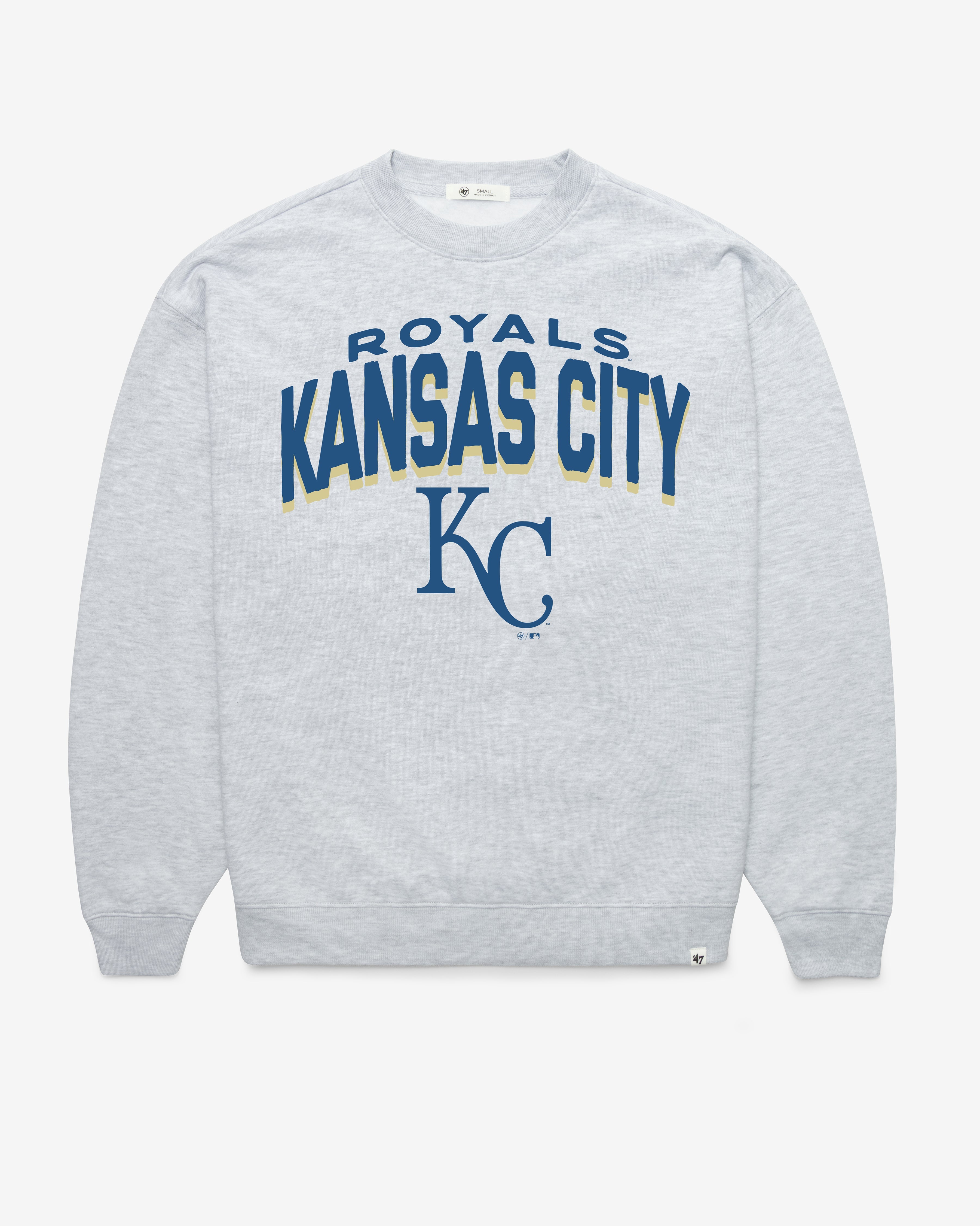 KANSAS CITY ROYALS CAMPUS ARCH CLOUD '47 OVERSIZED CREW WOMENS RELAY GREY