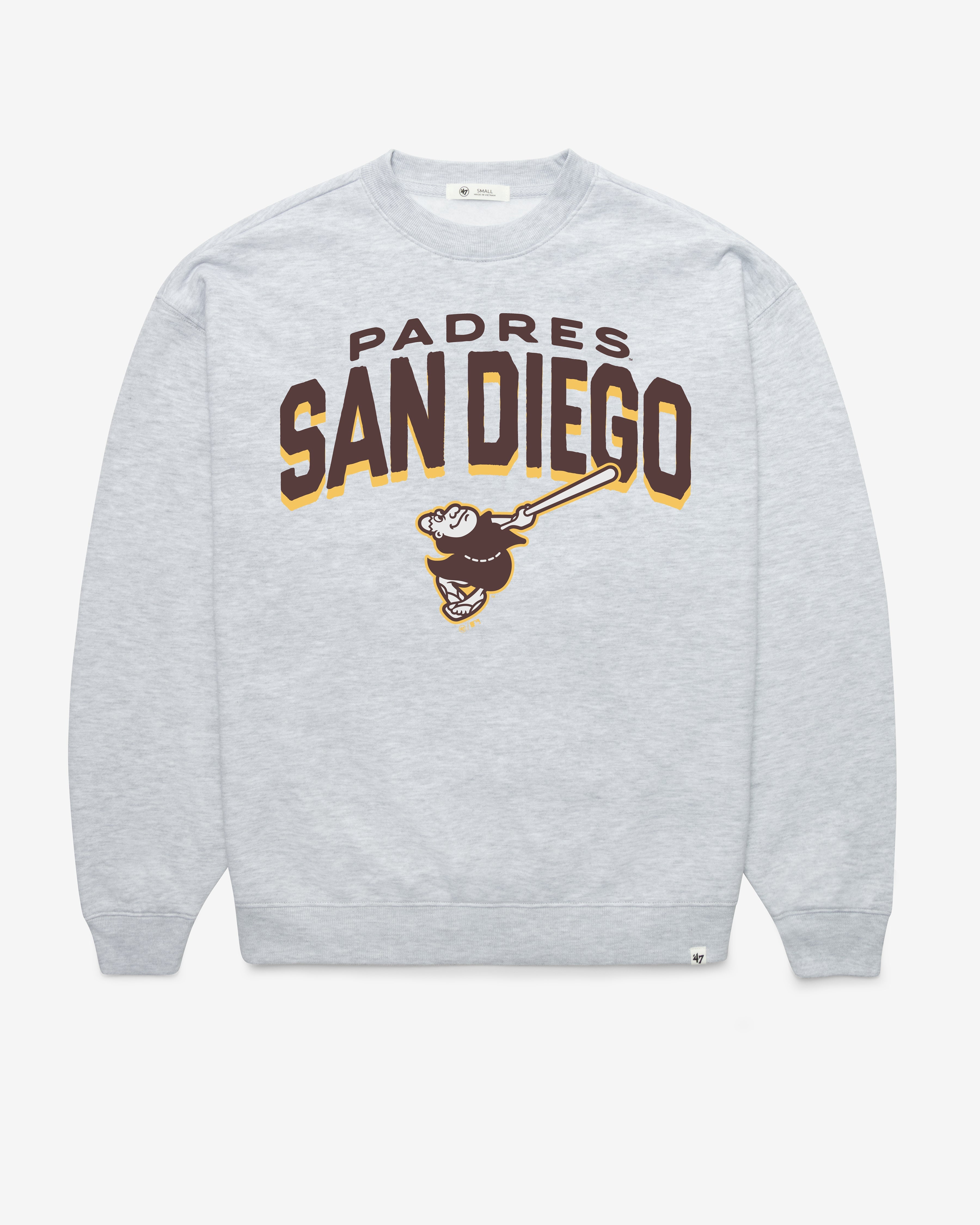 SAN DIEGO PADRES CAMPUS ARCH CLOUD '47 OVERSIZED CREW WOMENS RELAY GREY