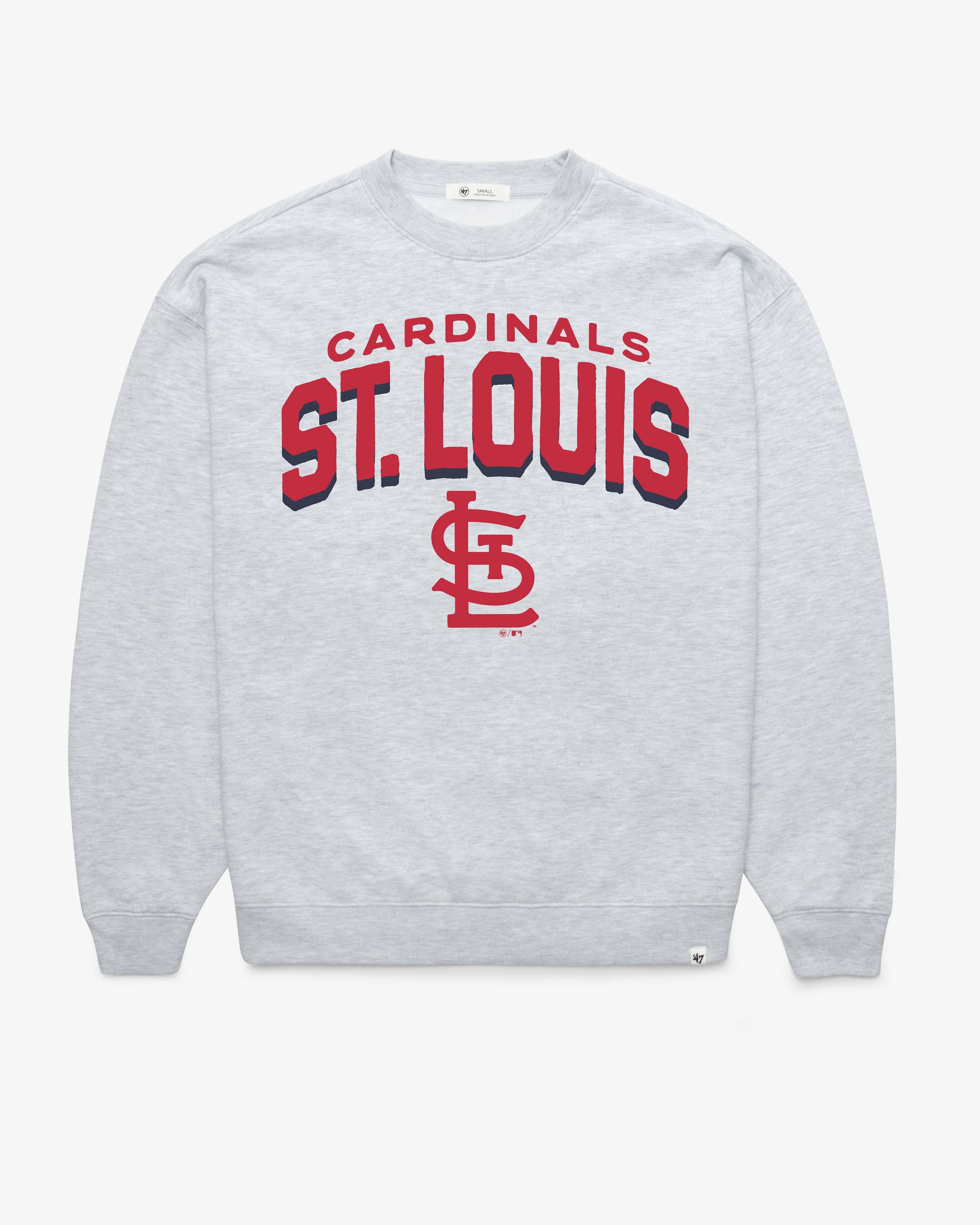 ST. LOUIS CARDINALS CAMPUS ARCH CLOUD '47 OVERSIZED CREW WOMENS RELAY GREY