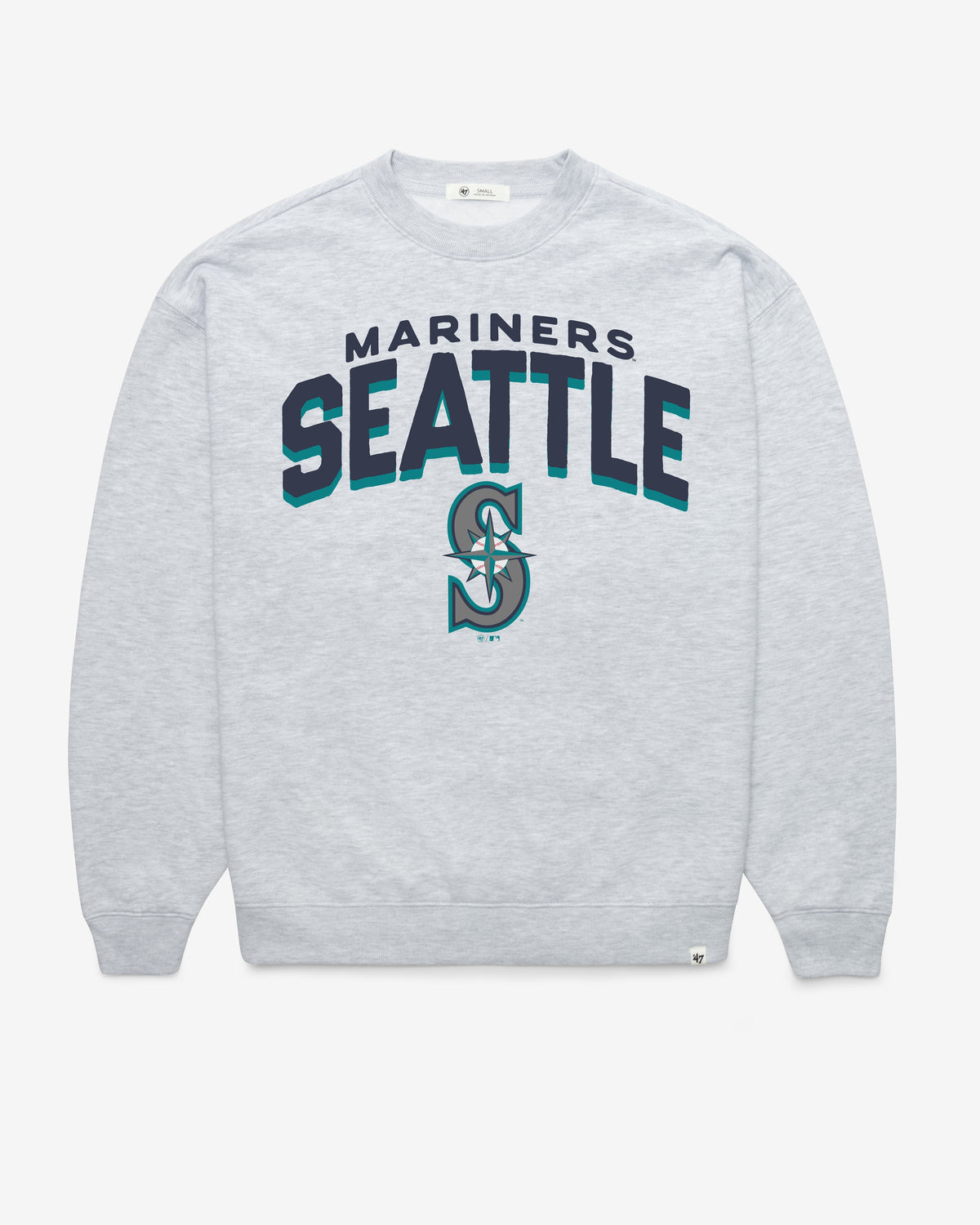 SEATTLE MARINERS CAMPUS ARCH CLOUD '47 OVERSIZED CREW WOMENS RELAY GREY