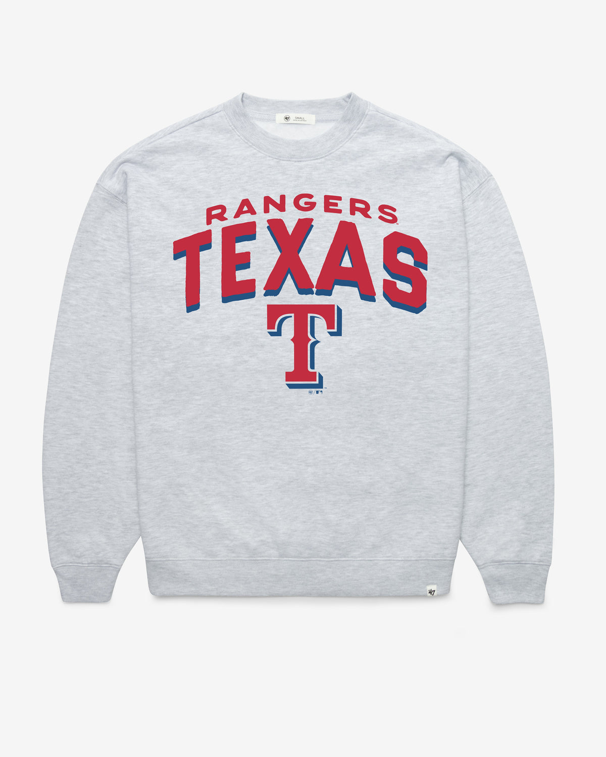 TEXAS RANGERS CAMPUS ARCH CLOUD '47 OVERSIZED CREW WOMENS RELAY GREY