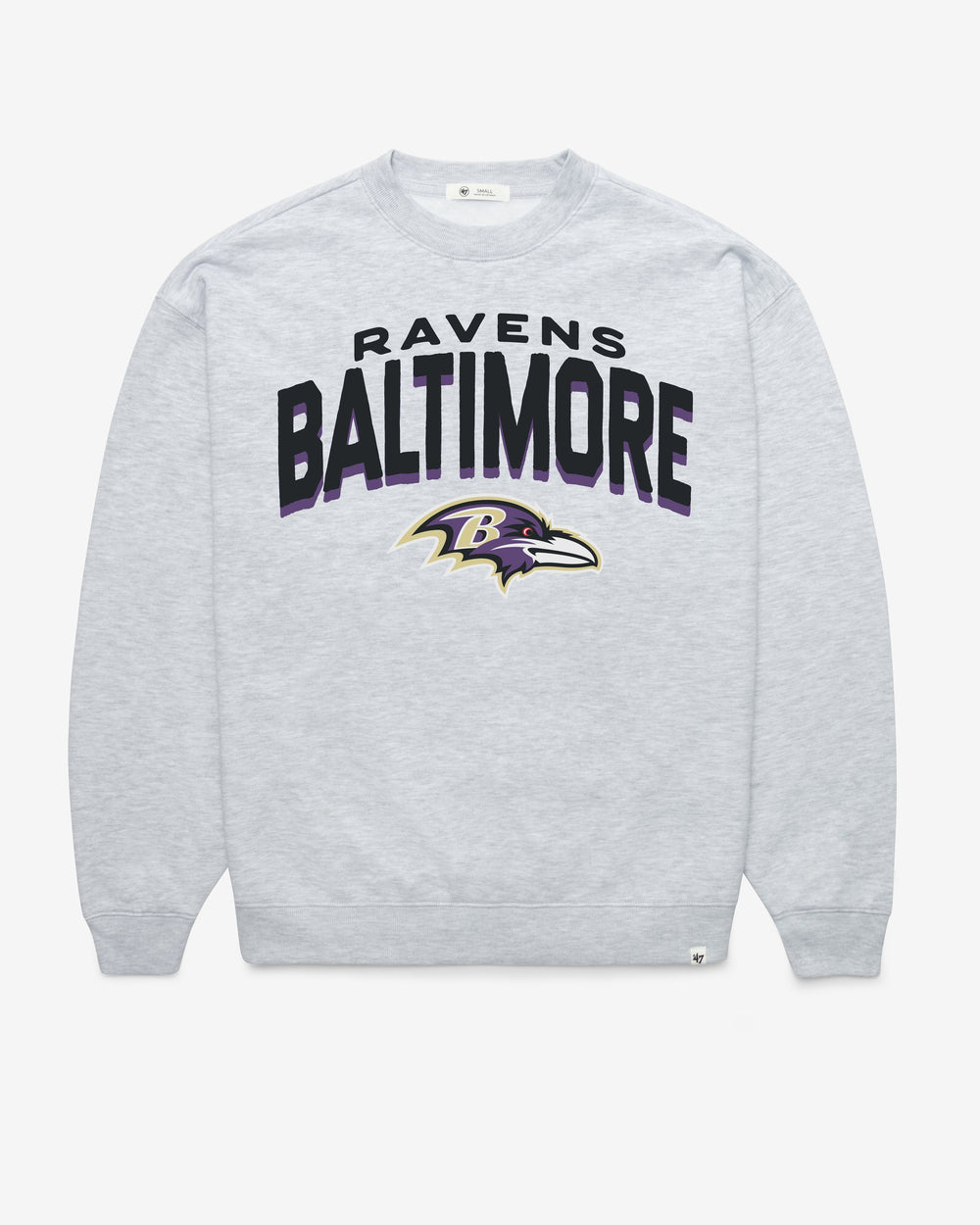 BALTIMORE RAVENS CAMPUS ARCH CLOUD '47 OVERSIZED CREW WOMENS RELAY GREY
