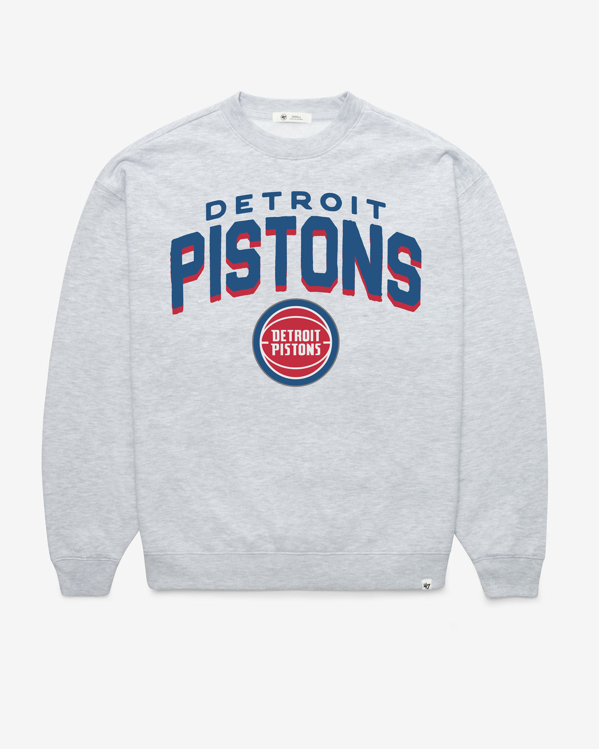 DETROIT PISTONS CAMPUS ARCH CLOUD '47 OVERSIZED CREW WOMENS RELAY GREY
