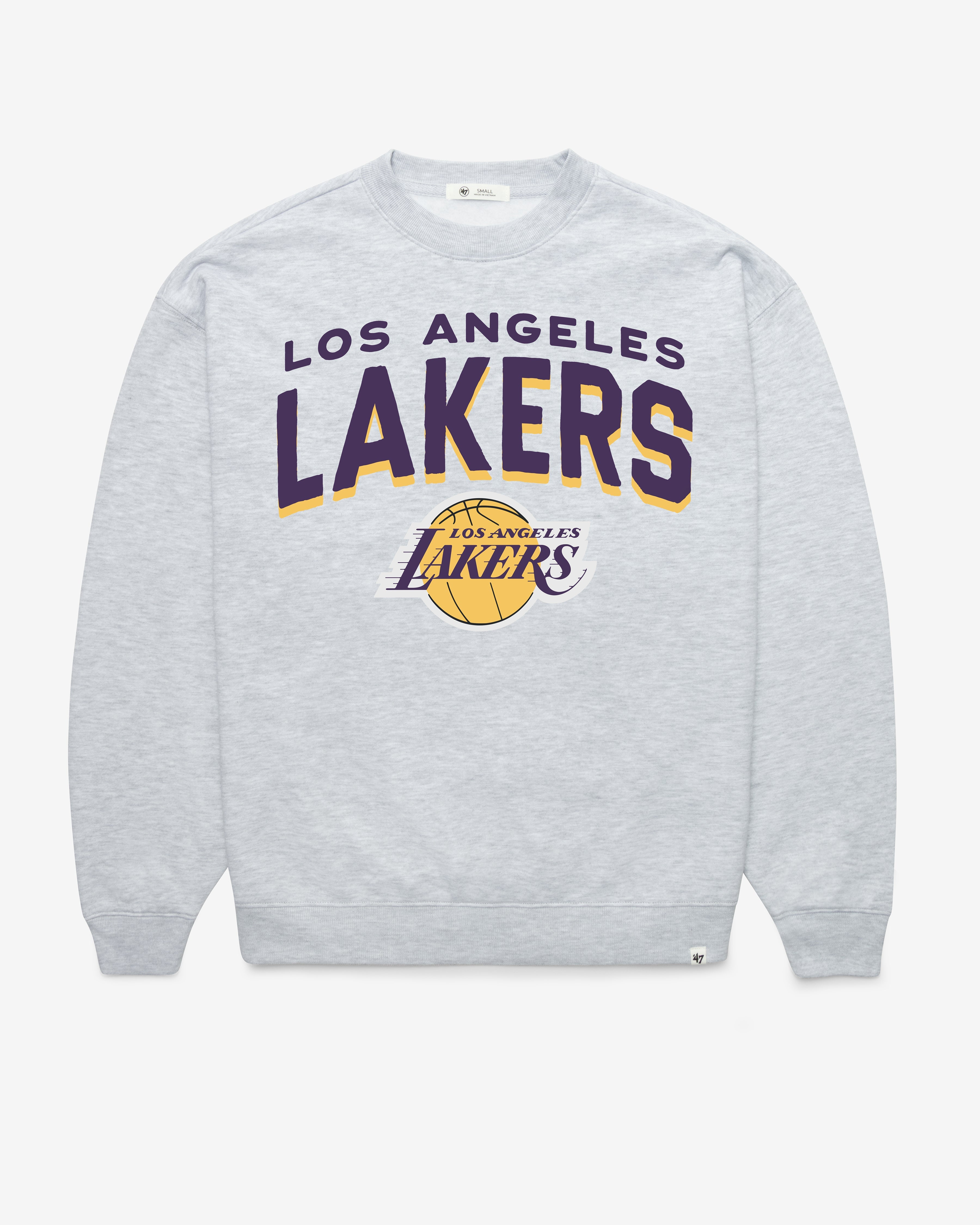 LOS ANGELES LAKERS CAMPUS ARCH CLOUD '47 OVERSIZED CREW WOMENS RELAY GREY