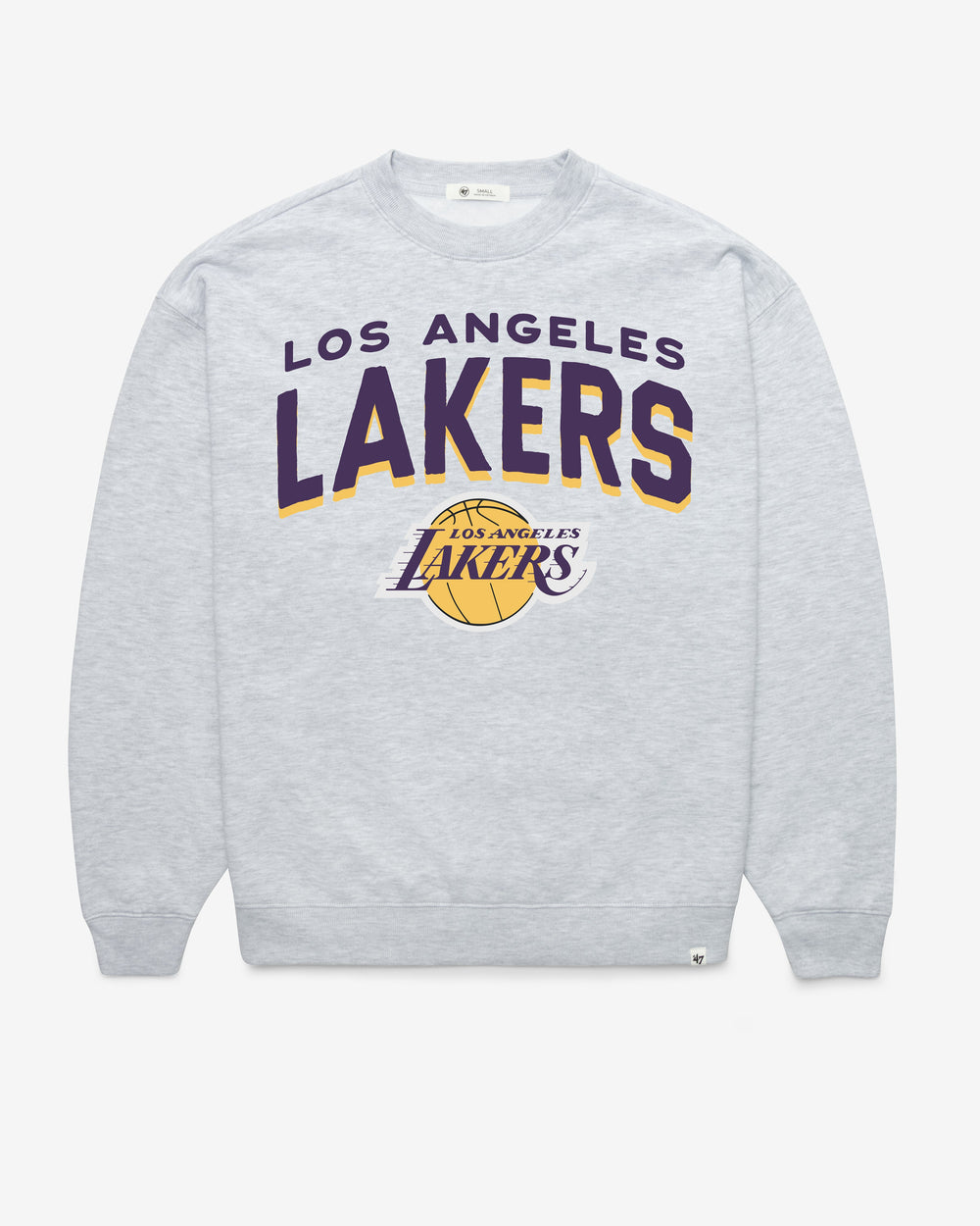 LOS ANGELES LAKERS CAMPUS ARCH CLOUD '47 OVERSIZED CREW WOMENS RELAY GREY