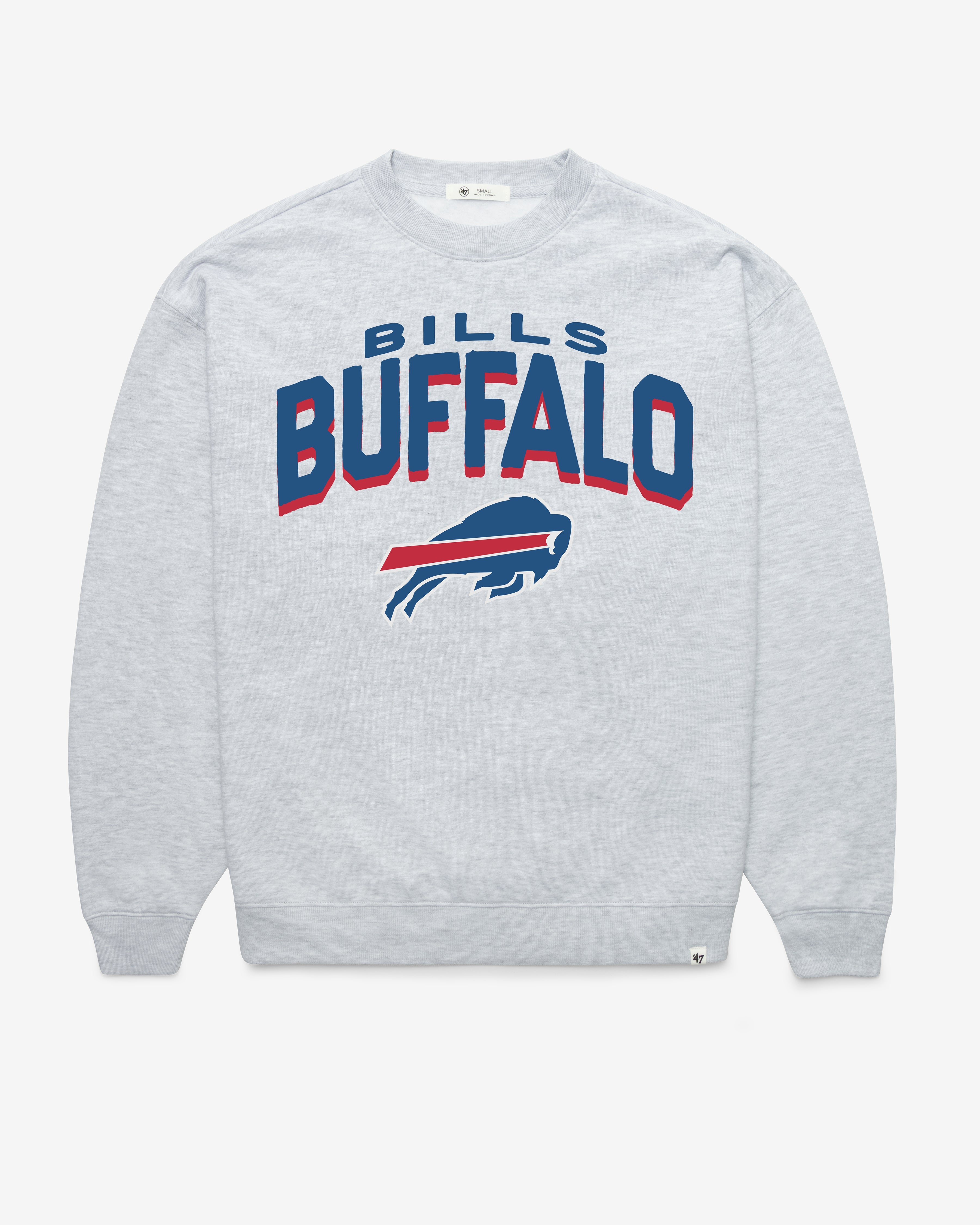 BUFFALO BILLS CAMPUS ARCH CLOUD '47 OVERSIZED CREW WOMENS RELAY GREY
