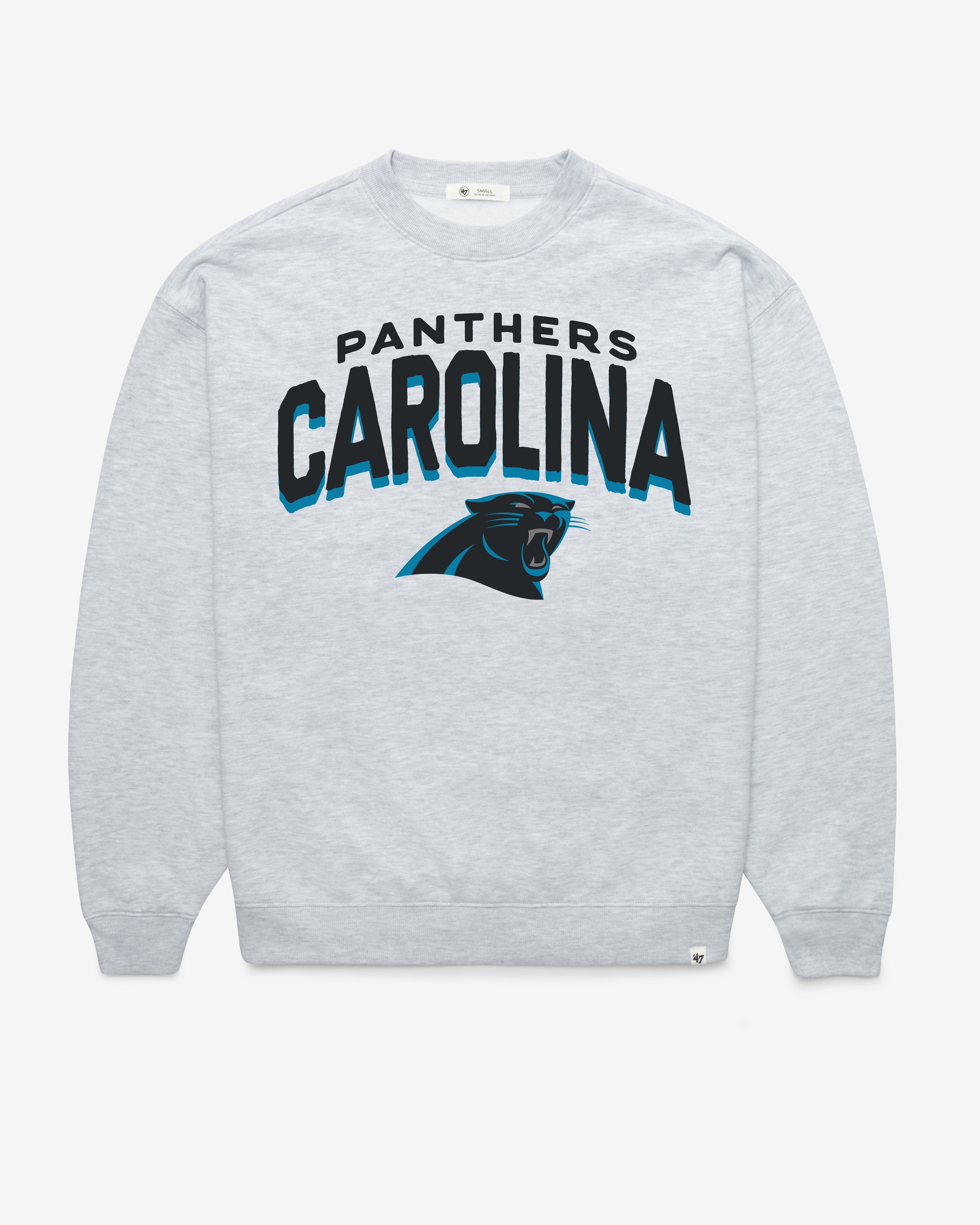 CAROLINA PANTHERS CAMPUS ARCH CLOUD '47 OVERSIZED CREW WOMENS RELAY GREY