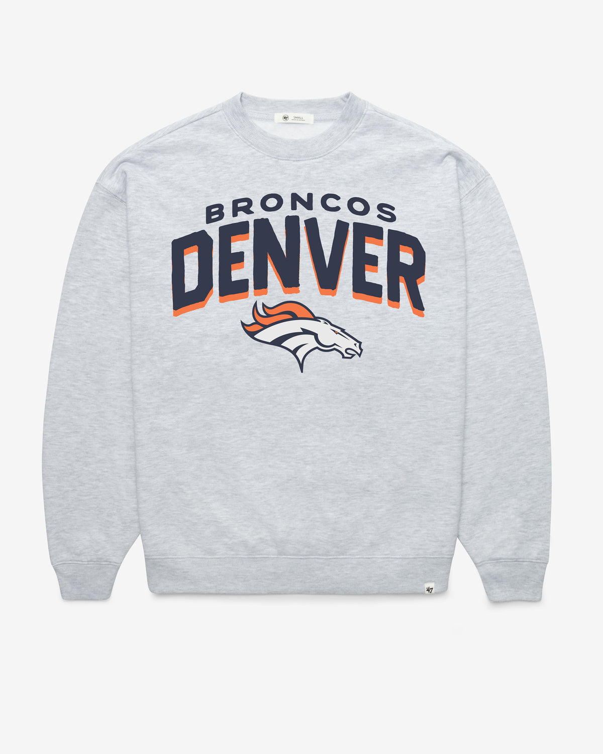 DENVER BRONCOS CAMPUS ARCH CLOUD '47 OVERSIZED CREW WOMENS RELAY GREY