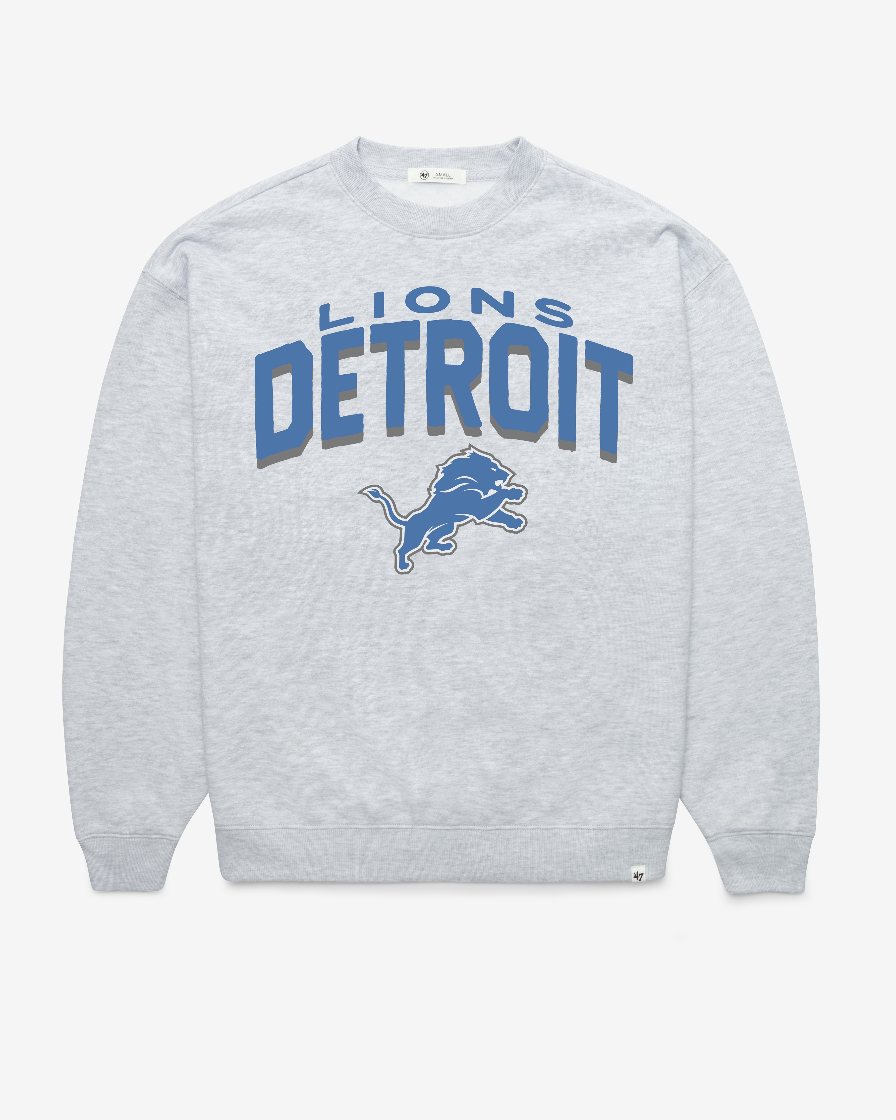 DETROIT LIONS CAMPUS ARCH CLOUD '47 OVERSIZED CREW WOMENS RELAY GREY