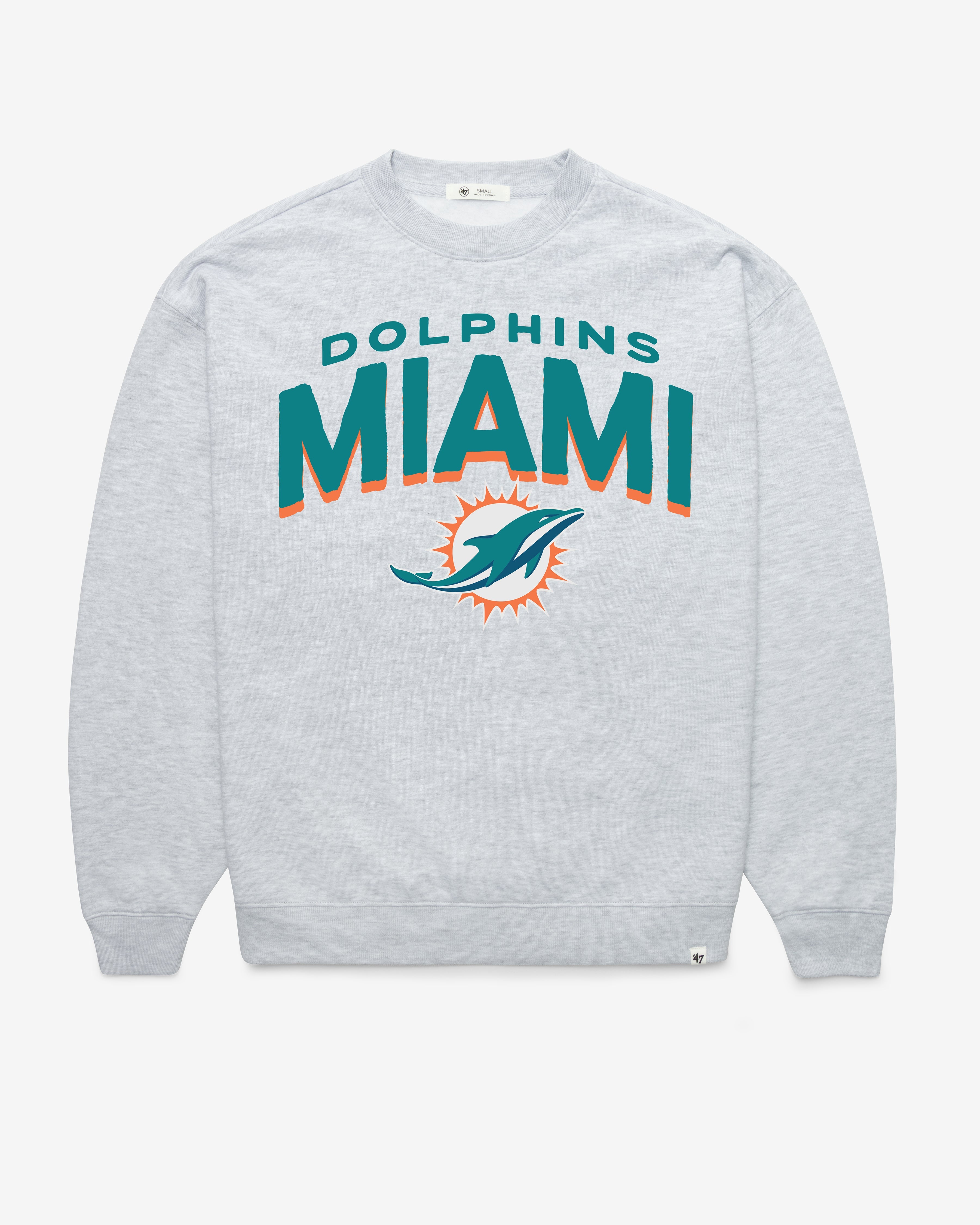 MIAMI DOLPHINS CAMPUS ARCH CLOUD '47 OVERSIZED CREW WOMENS RELAY GREY