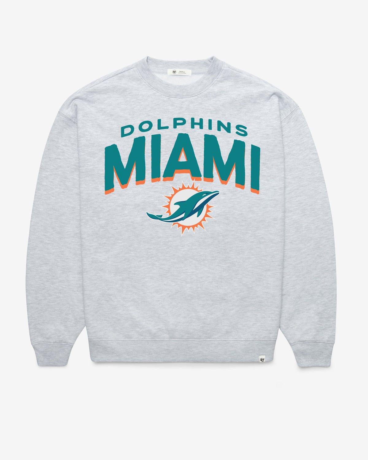 MIAMI DOLPHINS CAMPUS ARCH CLOUD '47 OVERSIZED CREW WOMENS RELAY GREY