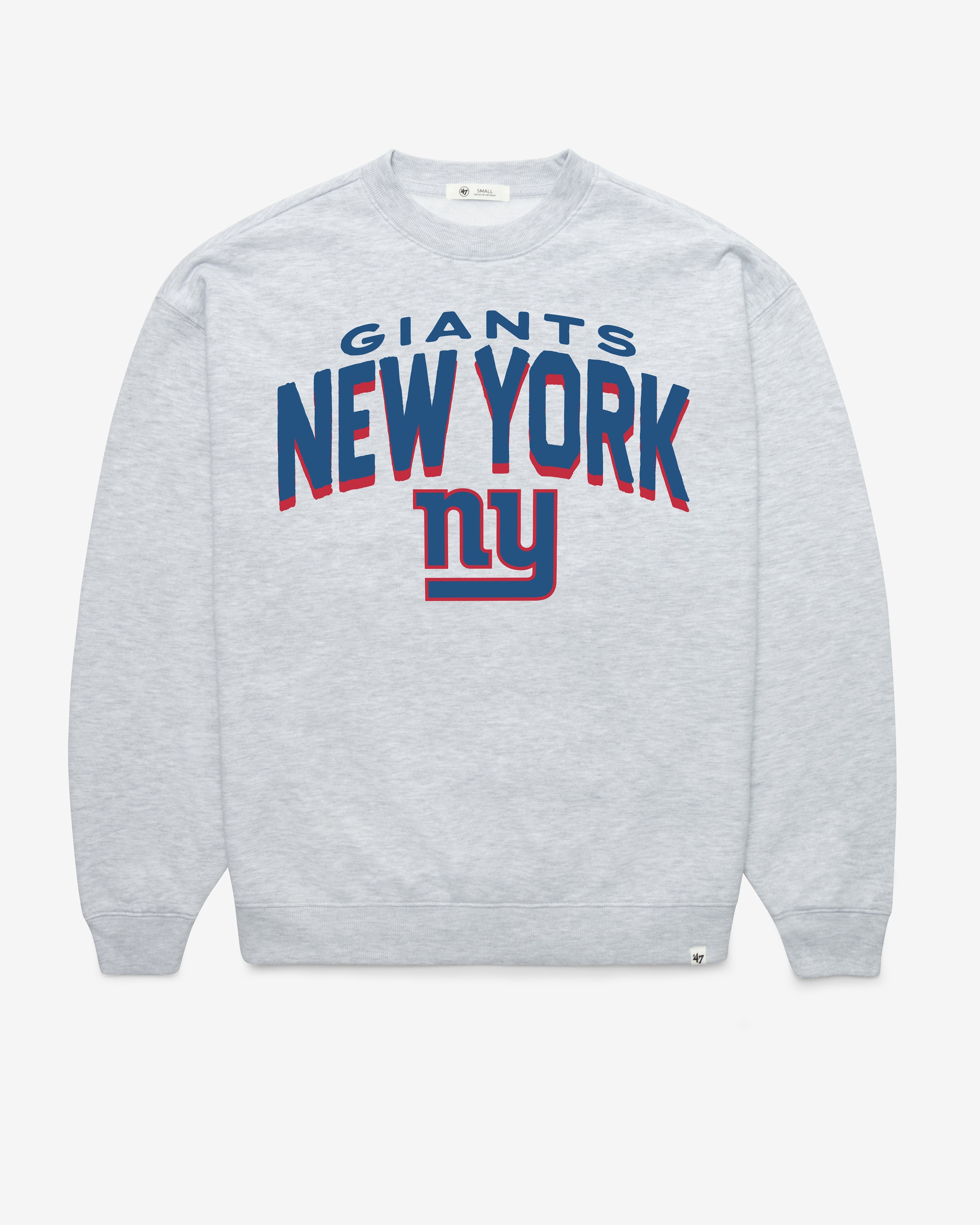 NEW YORK GIANTS CAMPUS ARCH CLOUD '47 OVERSIZED CREW WOMENS RELAY GREY