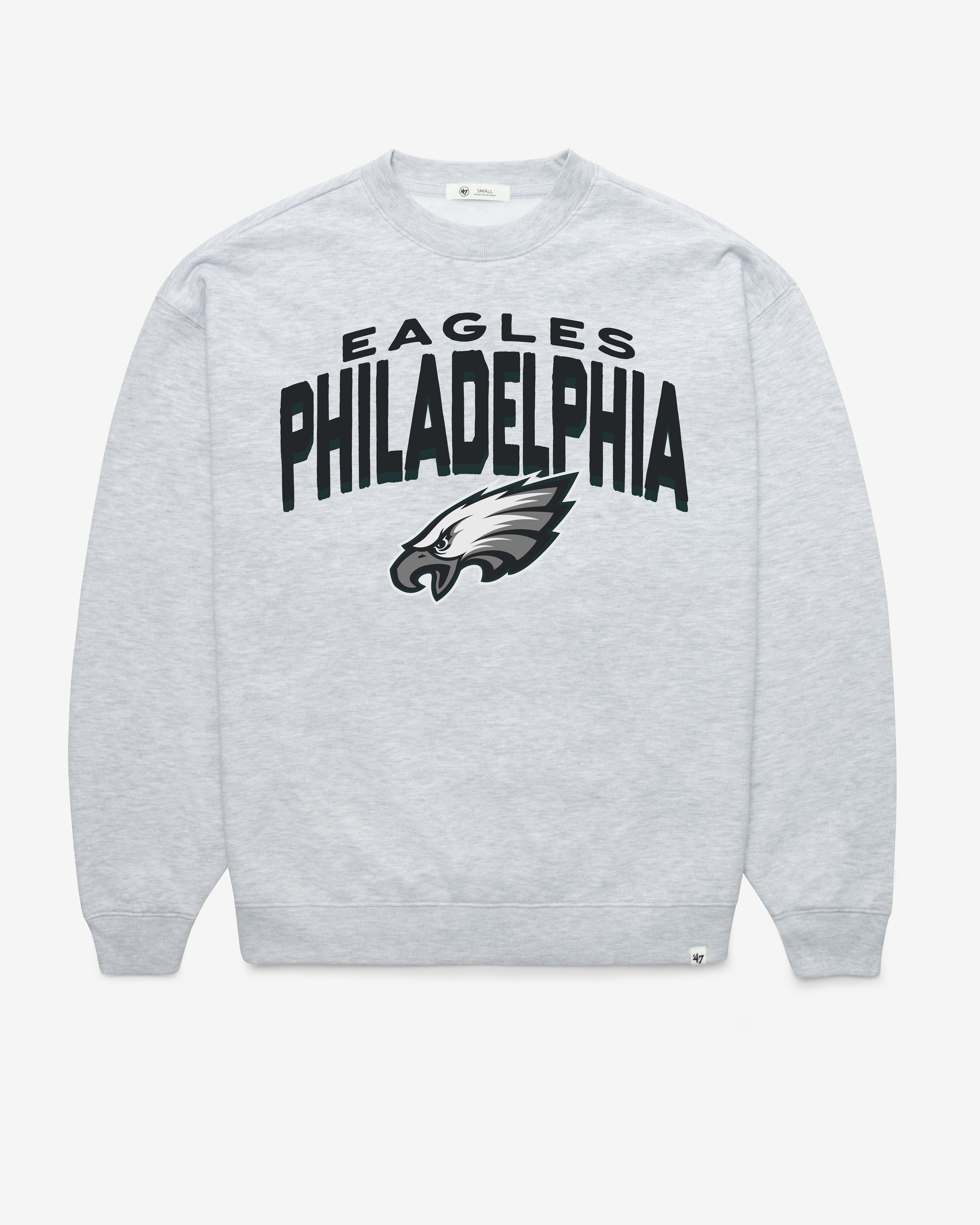 PHILADELPHIA EAGLES CAMPUS ARCH CLOUD '47 OVERSIZED CREW WOMENS RELAY GREY