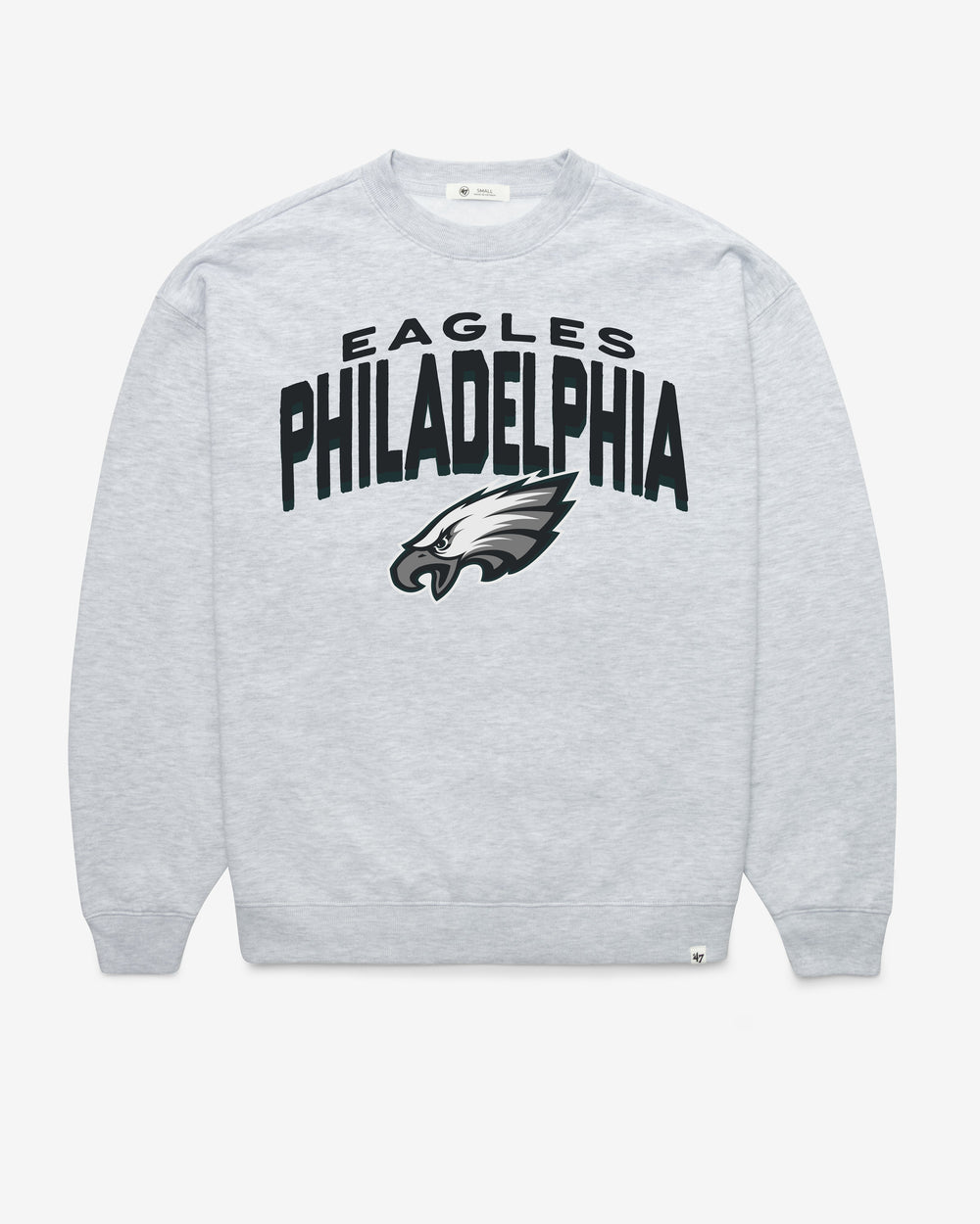 PHILADELPHIA EAGLES CAMPUS ARCH CLOUD '47 OVERSIZED CREW WOMENS RELAY GREY