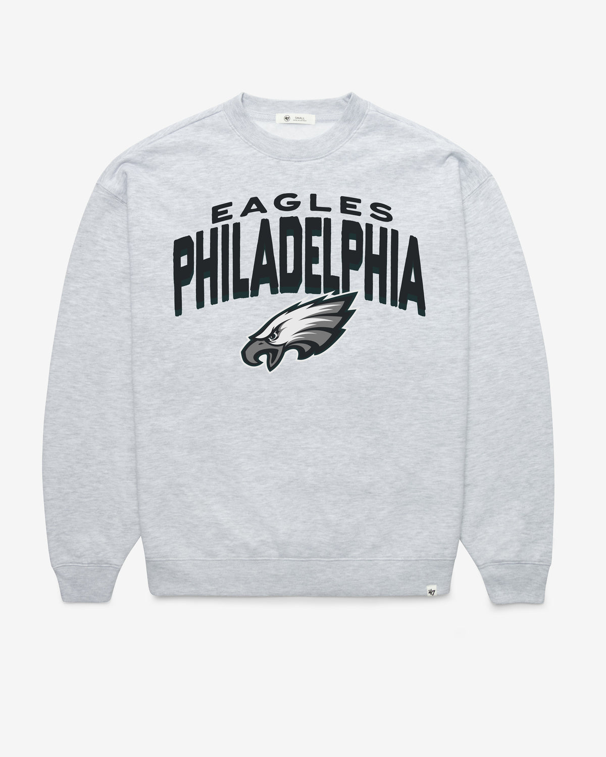 PHILADELPHIA EAGLES CAMPUS ARCH CLOUD '47 OVERSIZED CREW WOMENS RELAY GREY