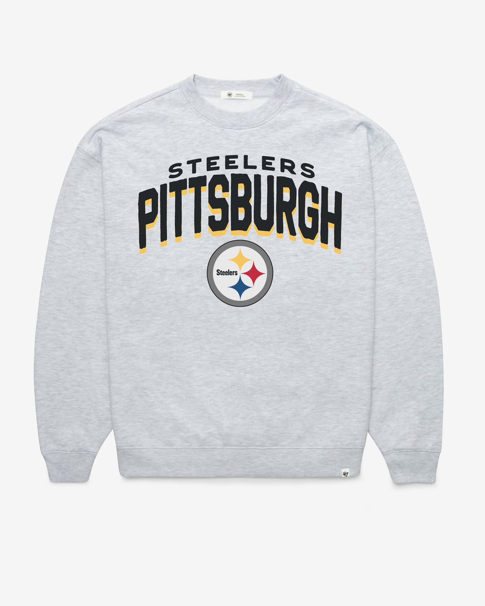 PITTSBURGH STEELERS CAMPUS ARCH CLOUD '47 OVERSIZED CREW WOMENS RELAY GREY