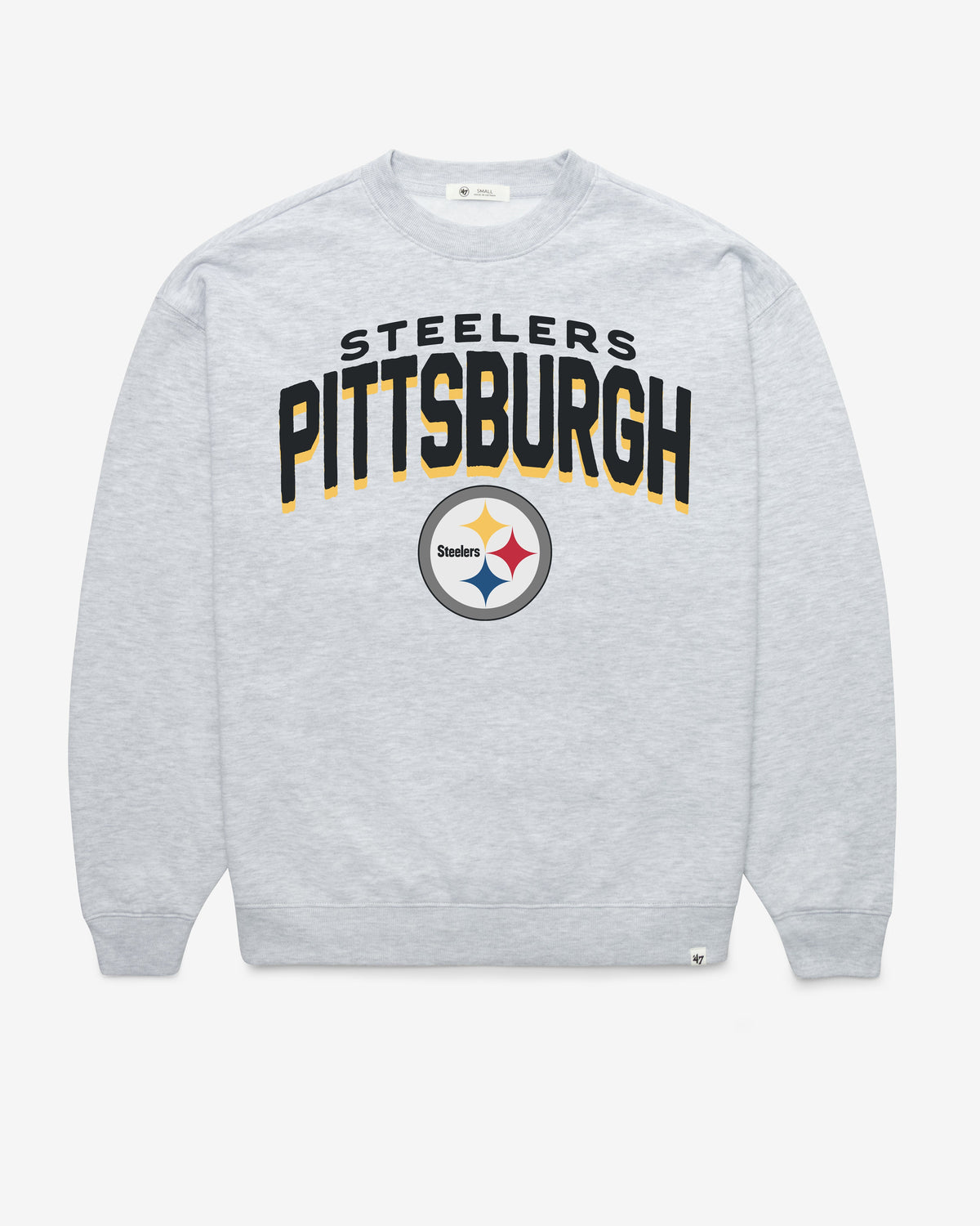 PITTSBURGH STEELERS CAMPUS ARCH CLOUD '47 OVERSIZED CREW WOMENS RELAY GREY