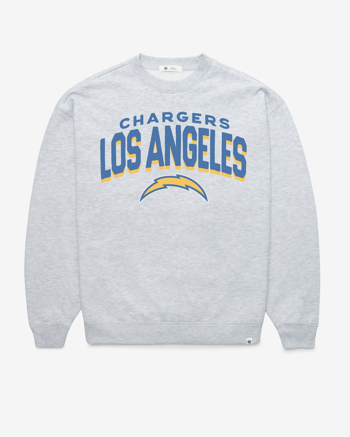 LOS ANGELES CHARGERS CAMPUS ARCH CLOUD '47 OVERSIZED CREW WOMENS RELAY GREY