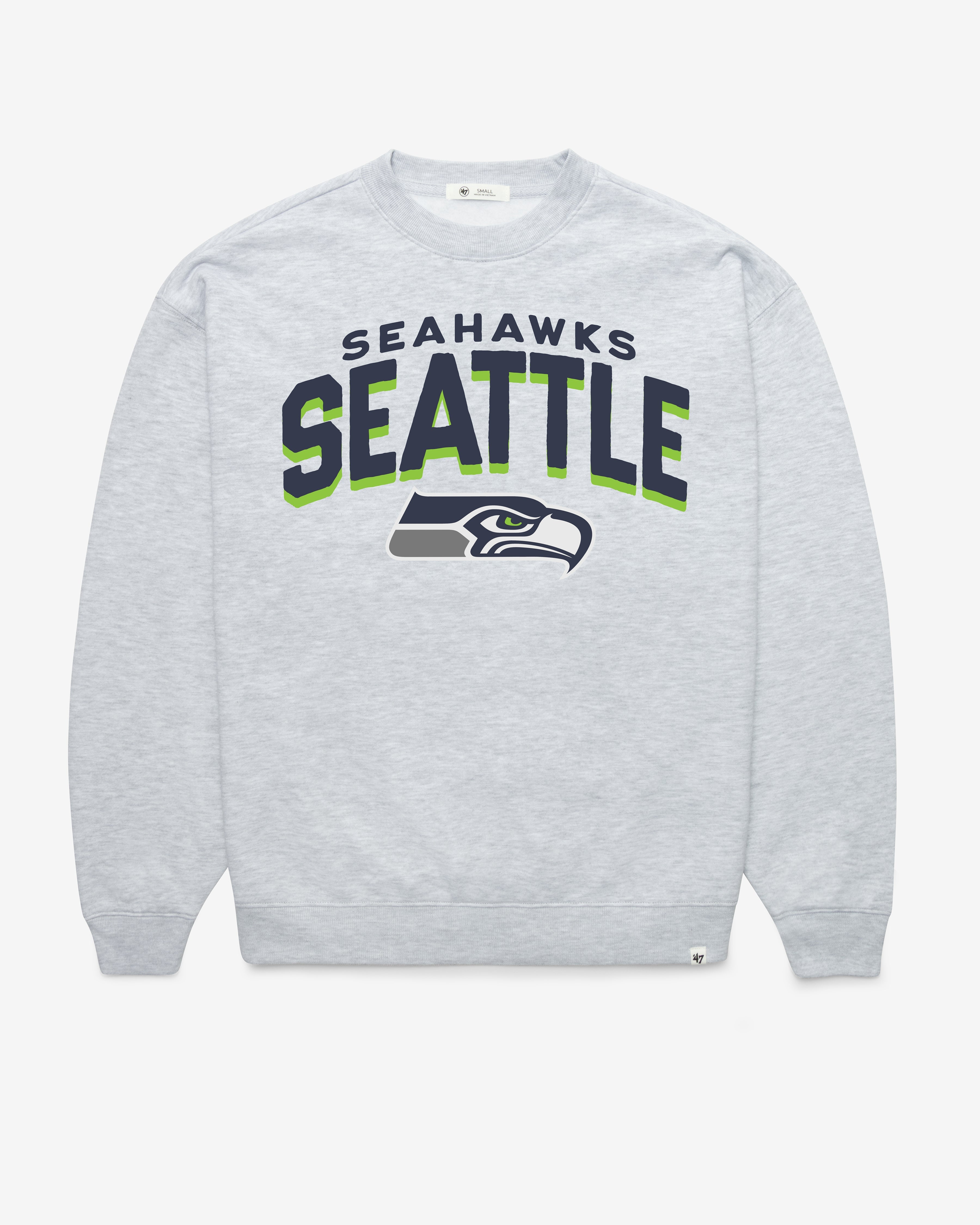 SEATTLE SEAHAWKS CAMPUS ARCH CLOUD '47 OVERSIZED CREW WOMENS RELAY GREY