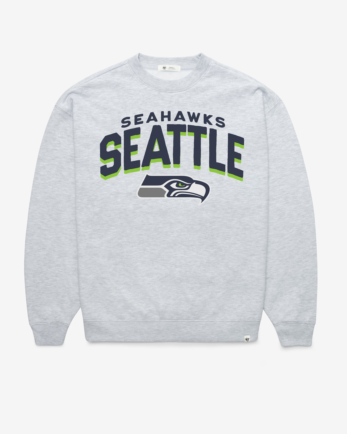 SEATTLE SEAHAWKS CAMPUS ARCH CLOUD '47 OVERSIZED CREW WOMENS RELAY GREY