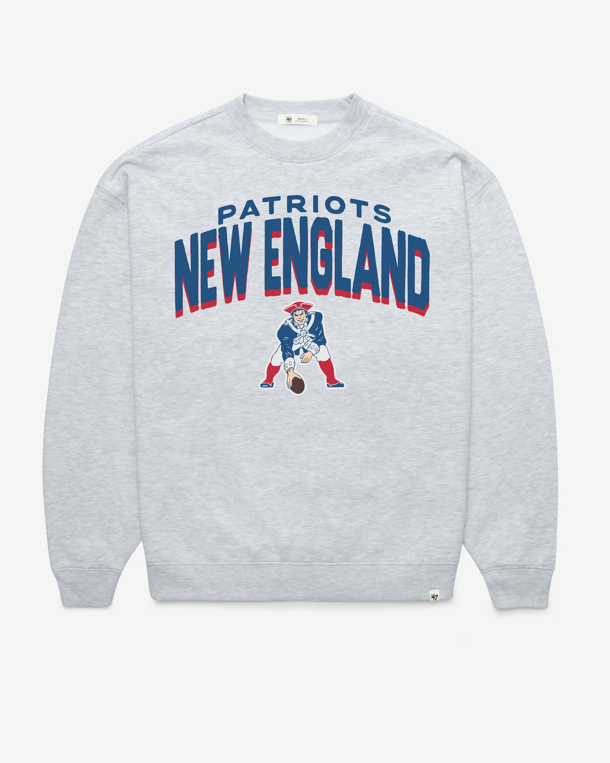 NEW ENGLAND PATRIOTS HISTORIC CAMPUS ARCH CLOUD '47 OVERSIZED CREW WOMENS RELAY GREY