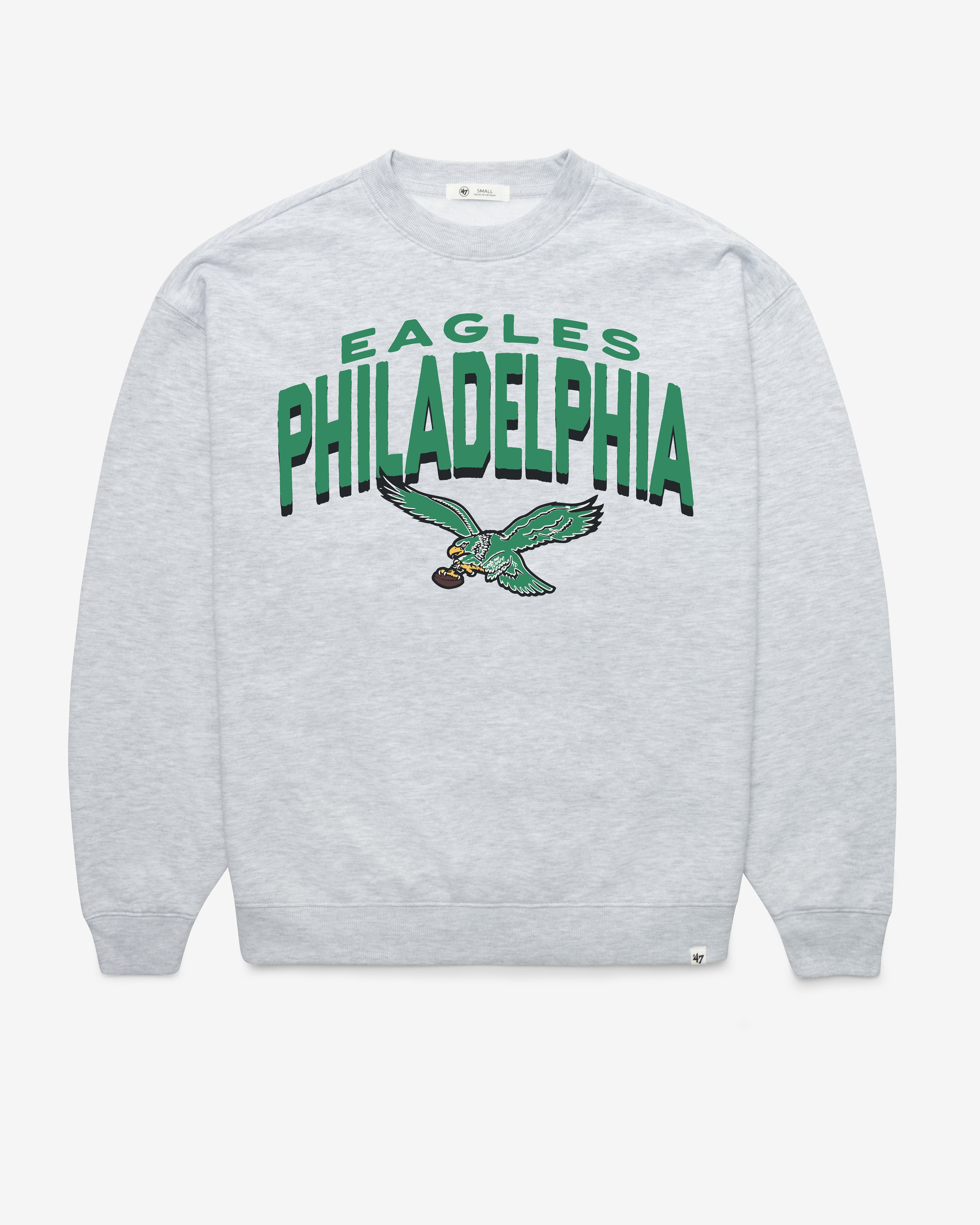 PHILADELPHIA EAGLES HISTORIC CAMPUS ARCH CLOUD '47 OVERSIZED CREW WOMENS RELAY GREY