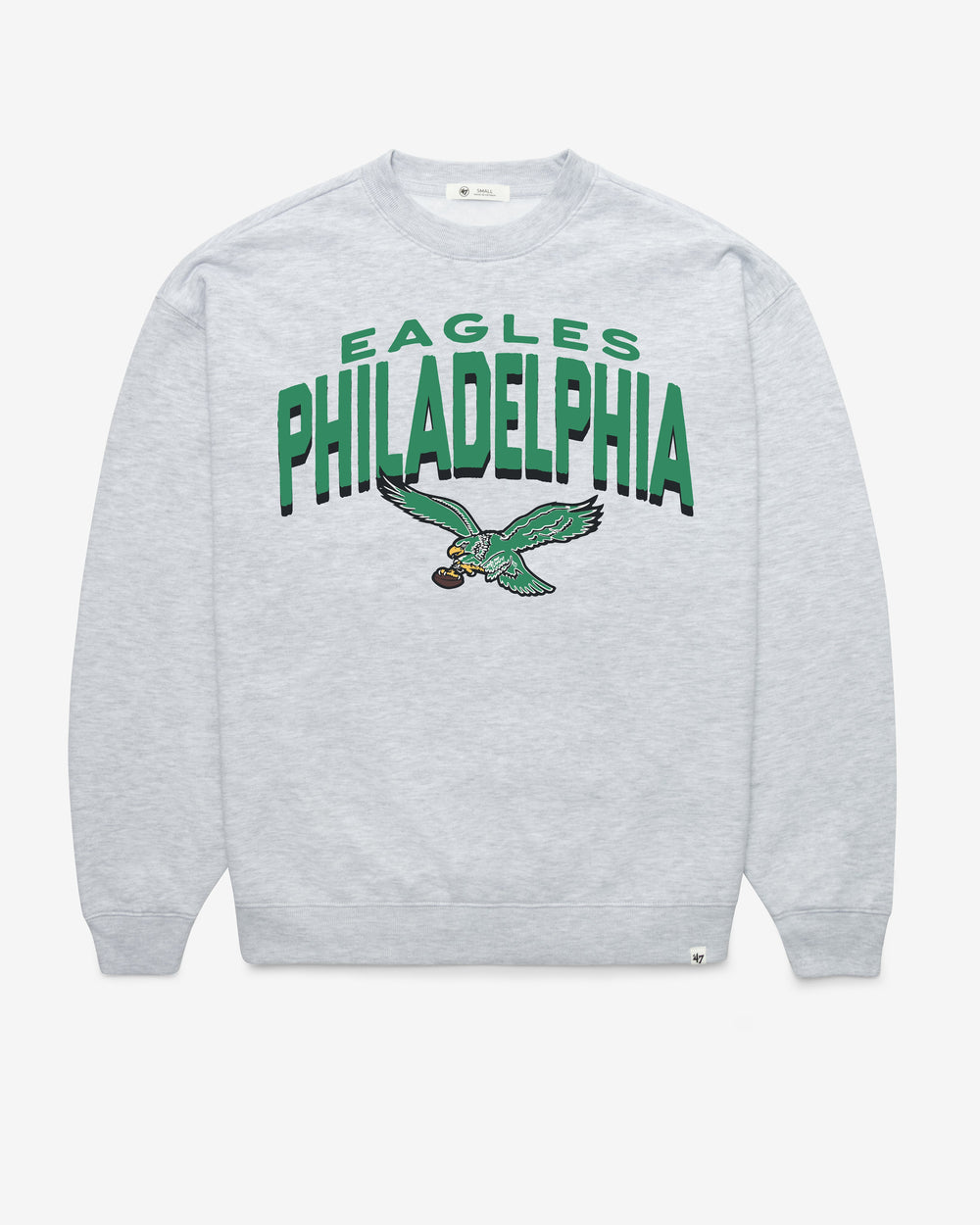 PHILADELPHIA EAGLES HISTORIC CAMPUS ARCH CLOUD '47 OVERSIZED CREW WOMENS RELAY GREY