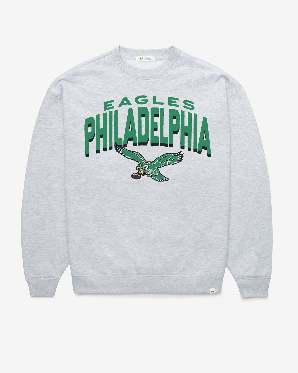 PHILADELPHIA EAGLES HISTORIC CAMPUS ARCH CLOUD '47 OVERSIZED CREW WOMENS RELAY GREY