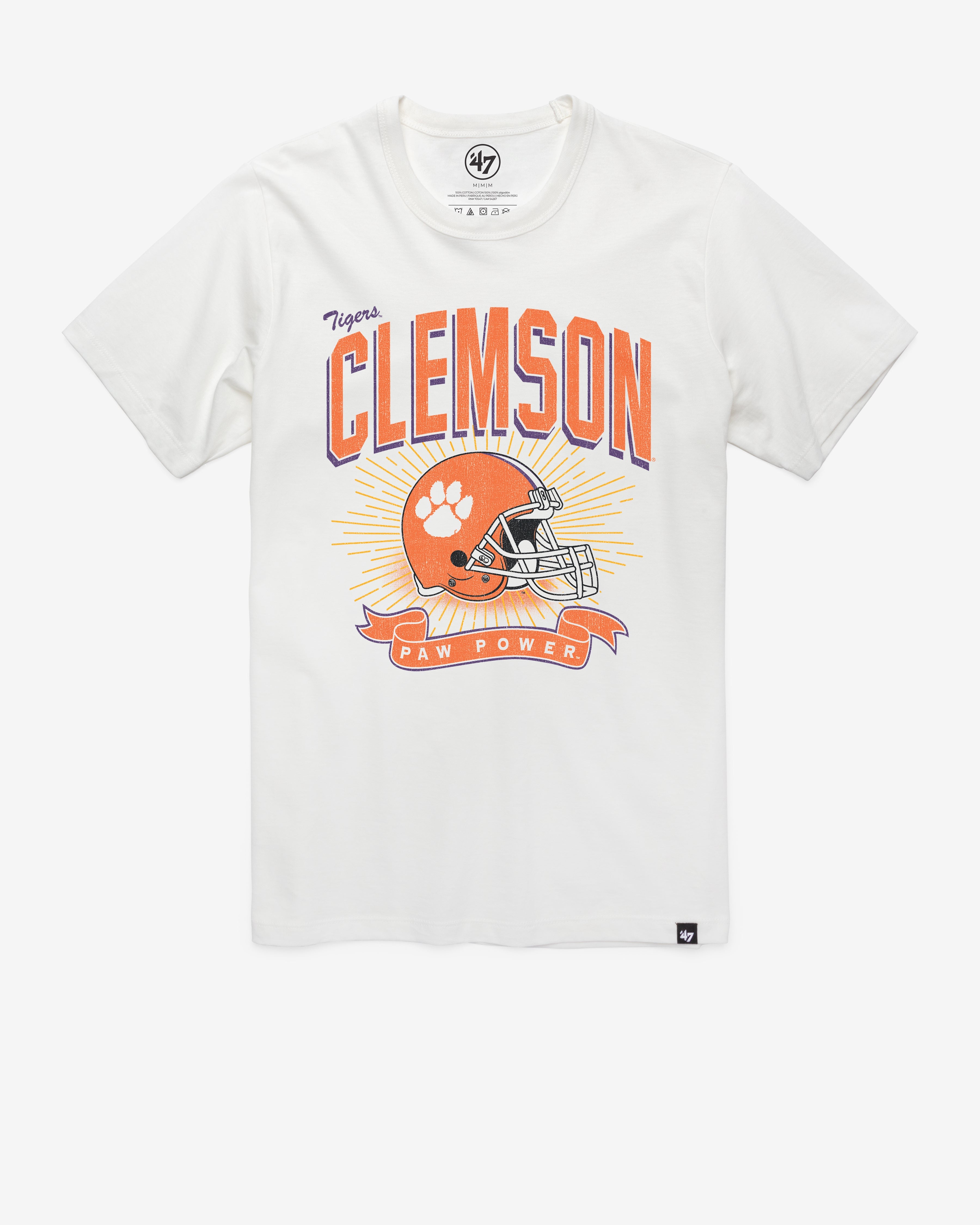 CLEMSON TIGERS PRIME PLAY '47 FRANKLIN TEE WHITE WASH