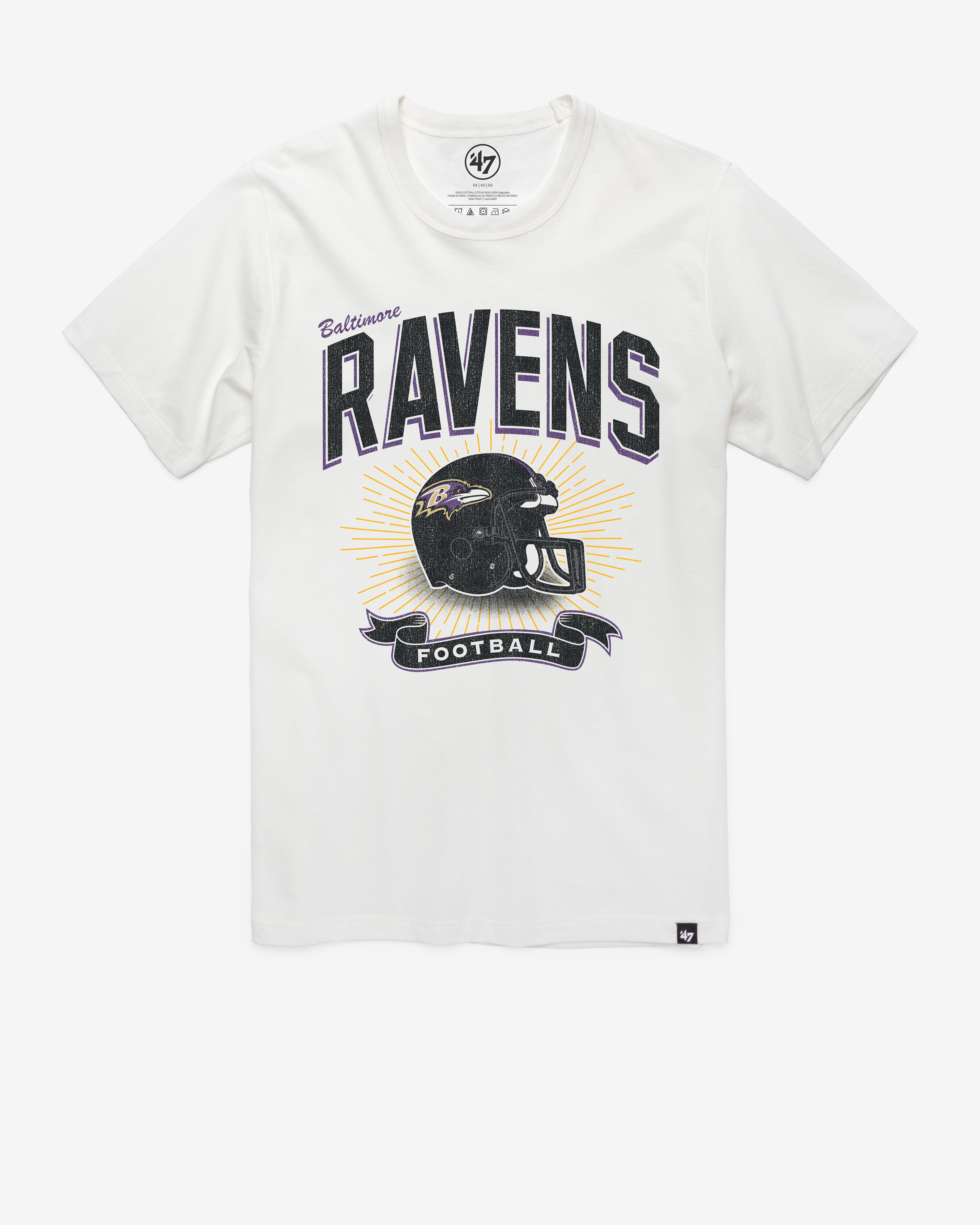 BALTIMORE RAVENS HISTORIC PRIME PLAY '47 FRANKLIN TEE WHITE WASH
