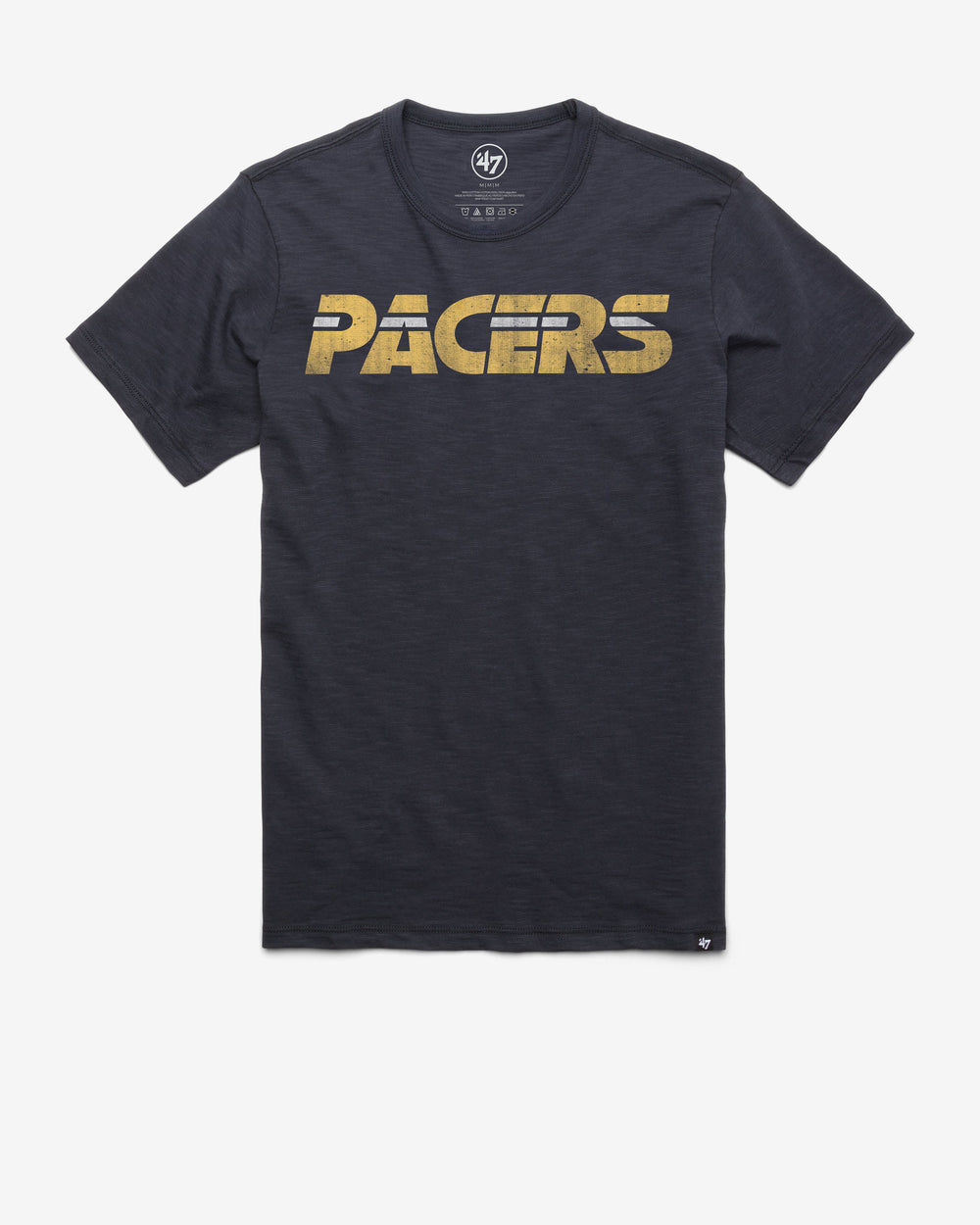 INDIANA PACERS HARDWOOD CLASSICS GRIT WORDMARK '47 SCRUM TEE FALL NAVY