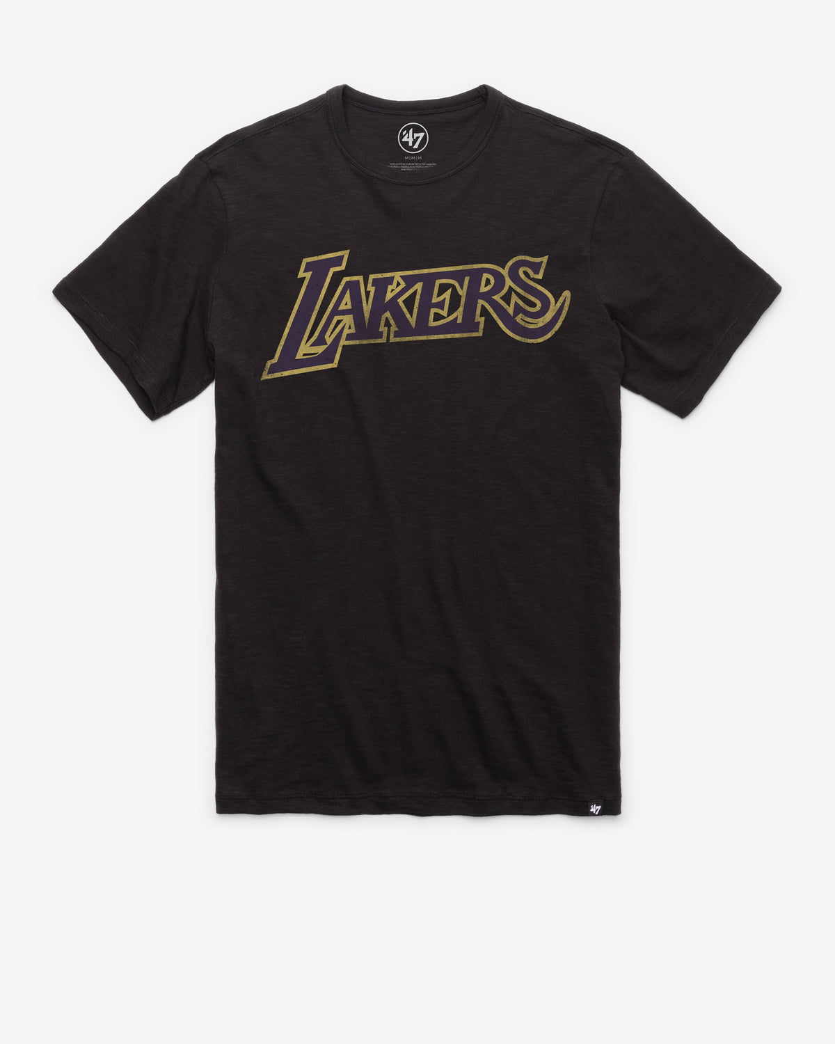 LOS ANGELES LAKERS HARDWOOD CLASSICS GRIT WORDMARK '47 SCRUM TEE JET BLACK
