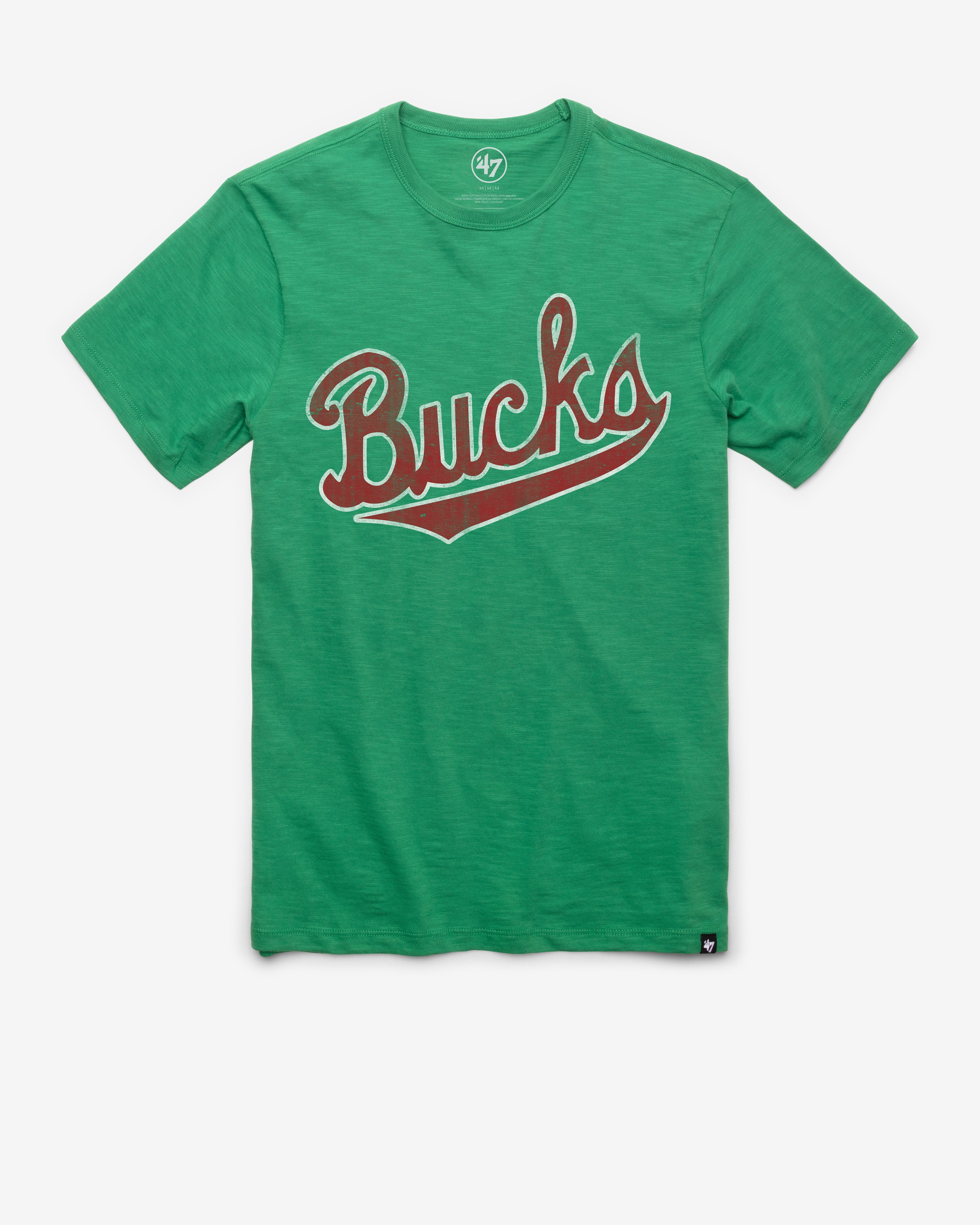 MILWAUKEE BUCKS HARDWOODS CLASSICS GRIT WORDMARK '47 SCRUM TEE KELLY