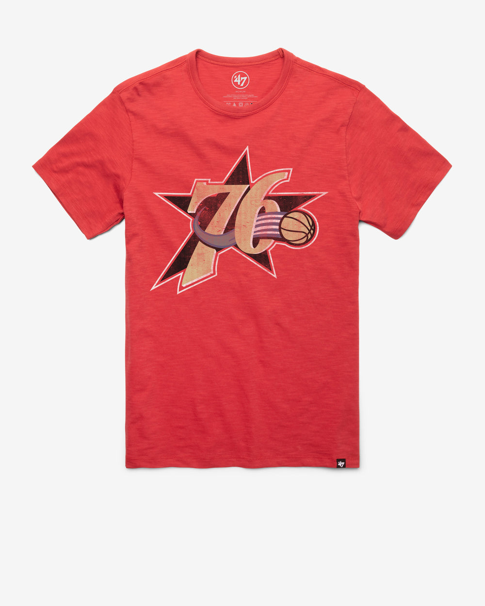 PHILADELPHIA 76ERS HARDWOOD CLASSICS GRIT '47 SCRUM TEE RESCUE RED