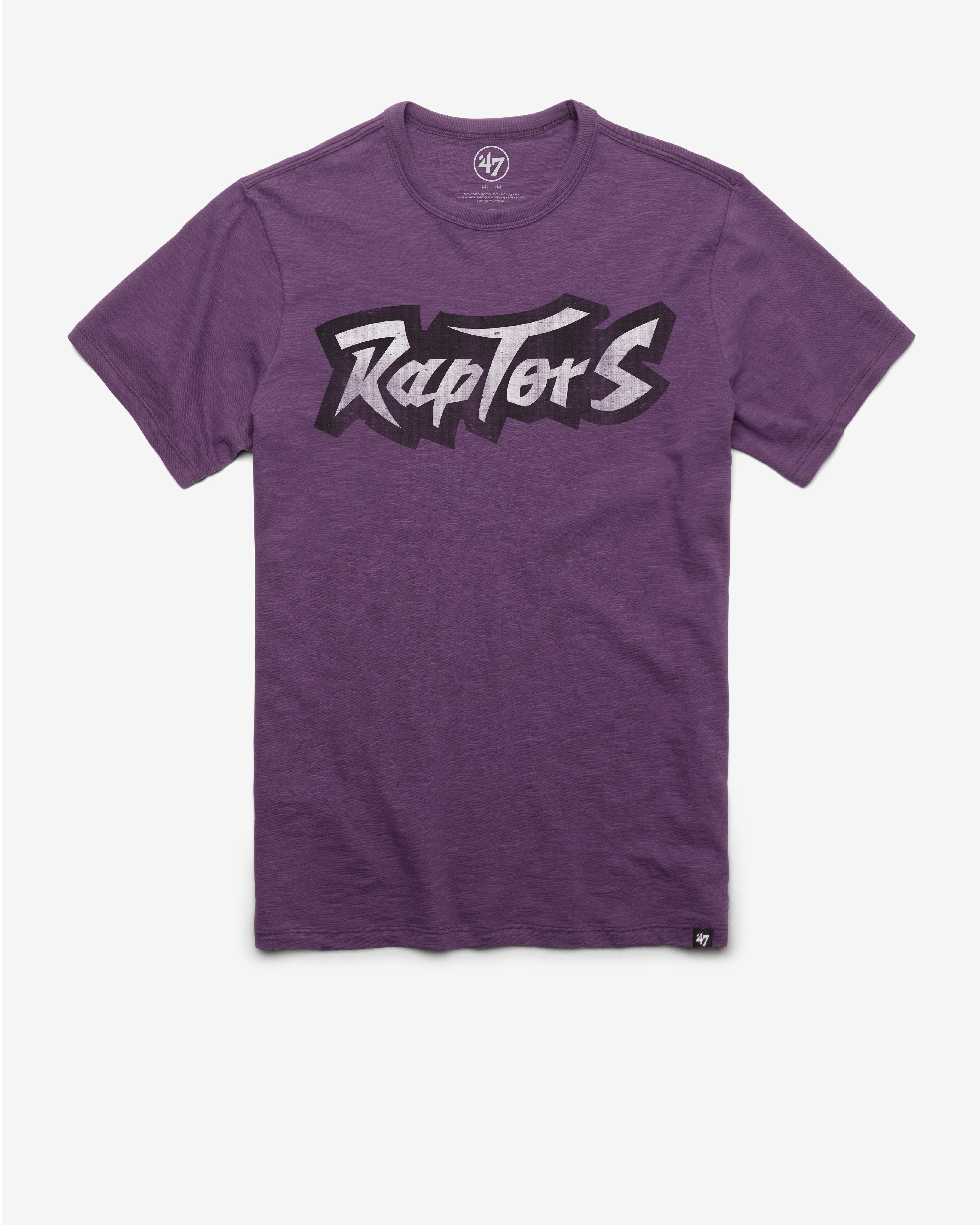 TORONTO RAPTORS HARDWOOD CLASSICS GRIT WORDMARK '47 SCRUM TEE GRAPE
