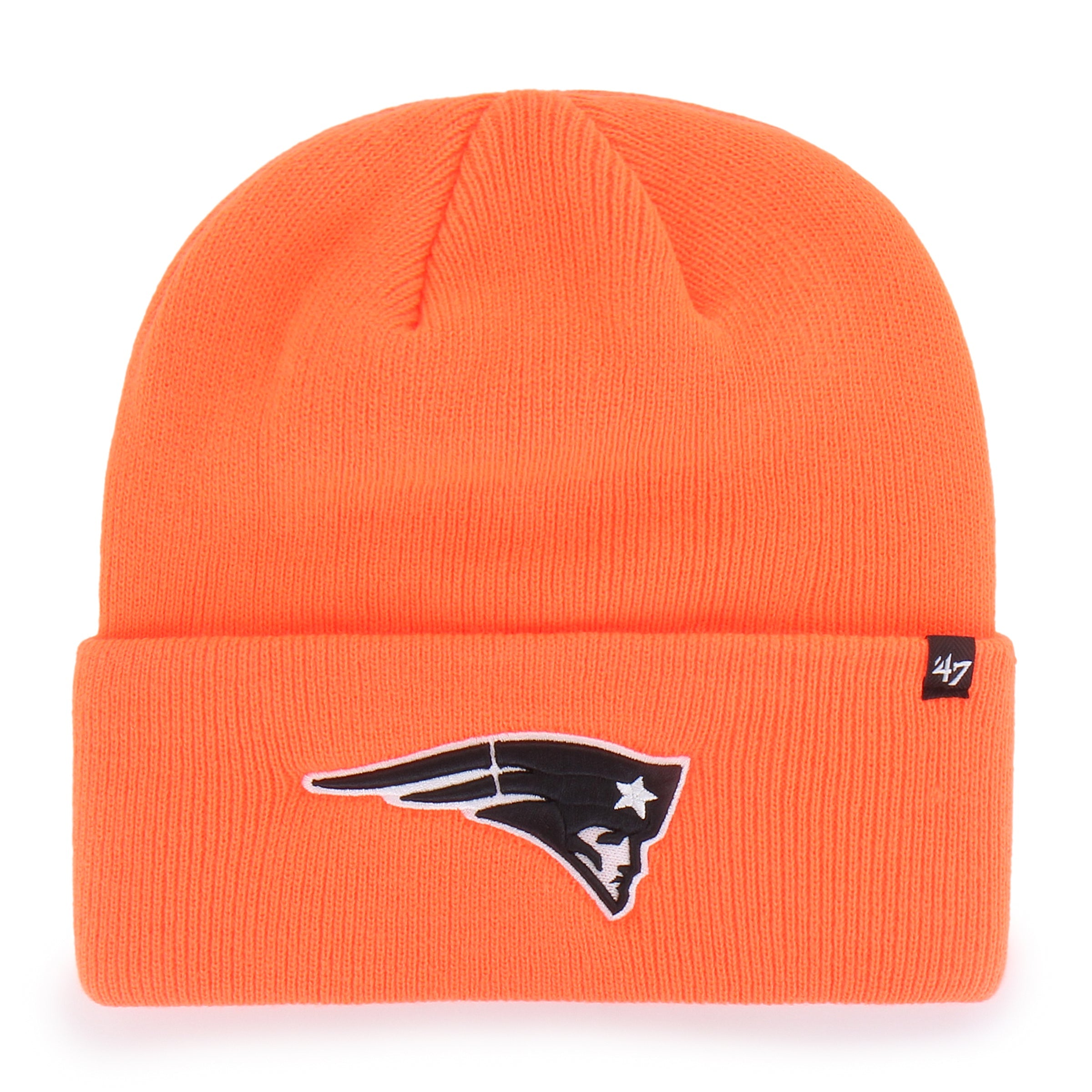 NEW ENGLAND PATRIOTS HUNTER '47 CUFF KNIT NEON ORANGE