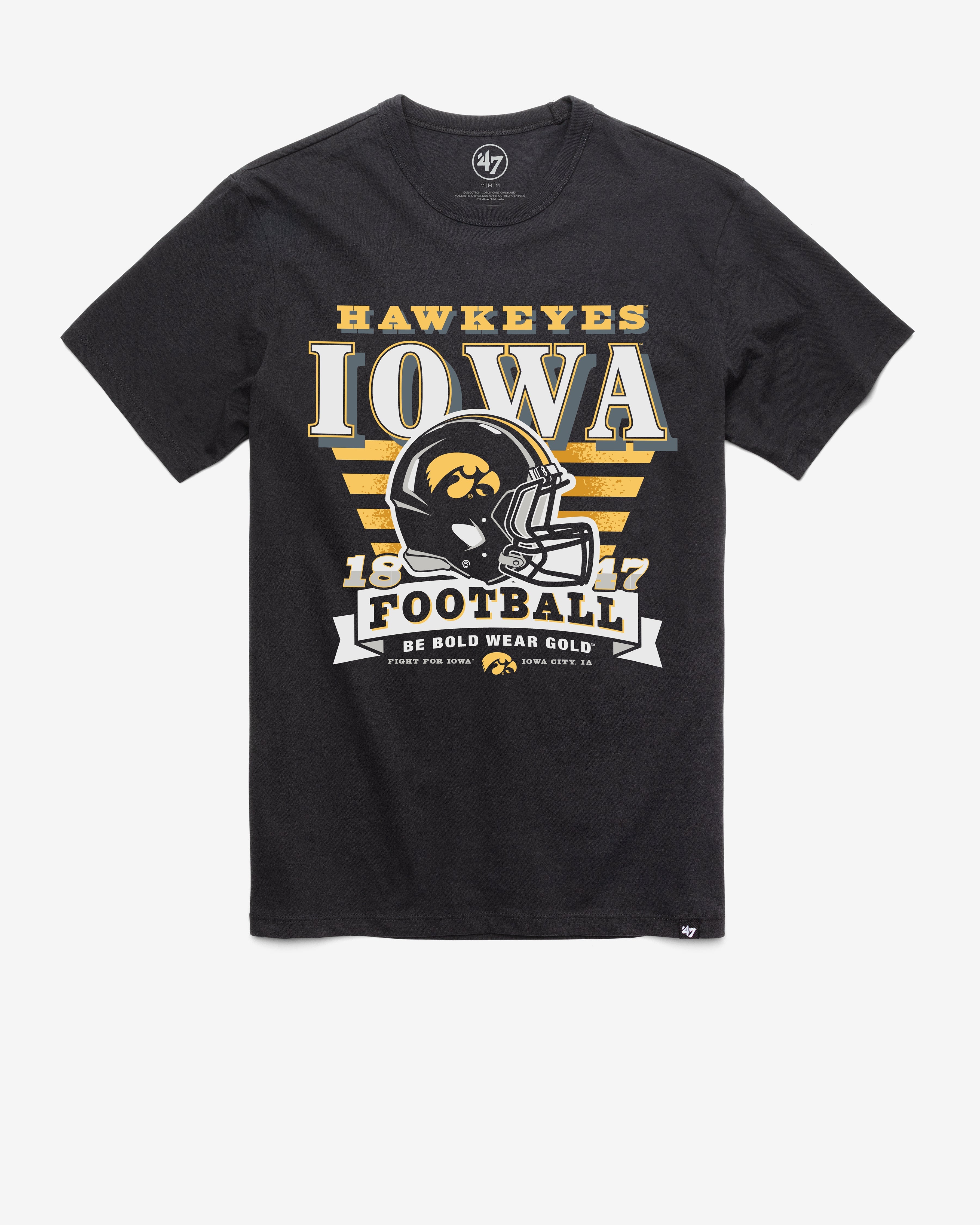 IOWA HAWKEYES STRIPE SPLASH '47 FRANKLIN TEE FLINT BLACK