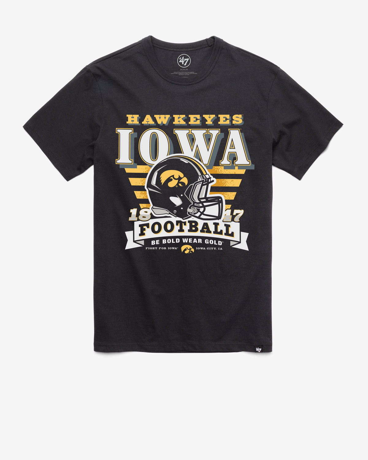 IOWA HAWKEYES STRIPE SPLASH '47 FRANKLIN TEE FLINT BLACK