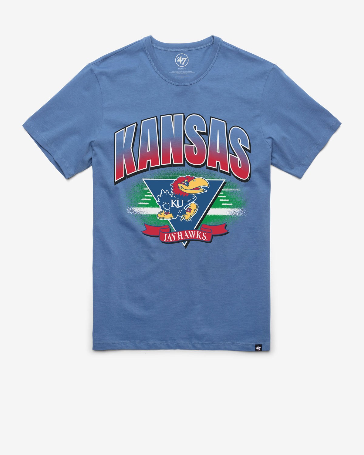 KANSAS JAYHAWKS ARENA FADE '47 FRANKLIN TEE CADET BLUE